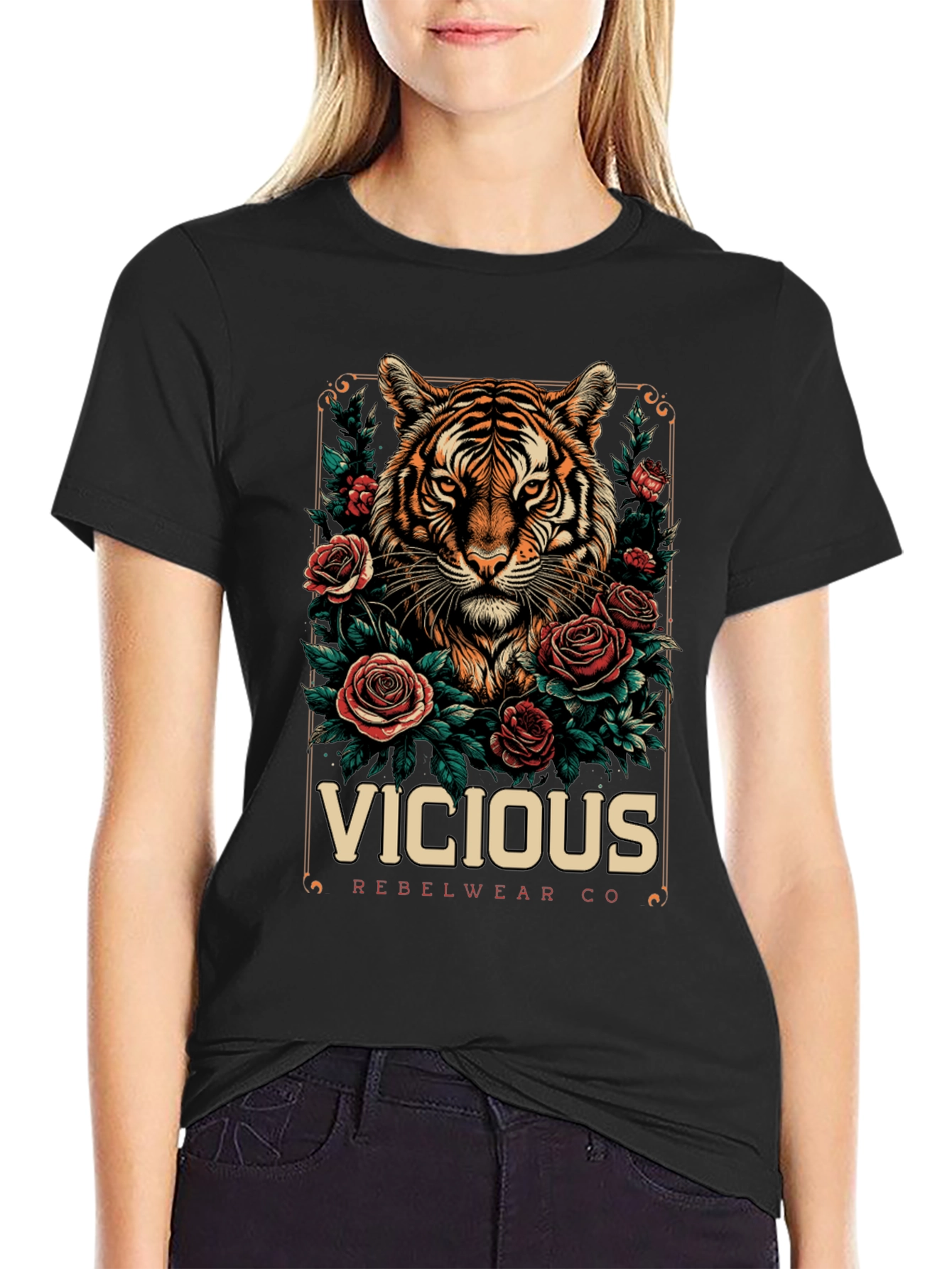Vicious Rebelwear Tiger Graphic T-Shirt