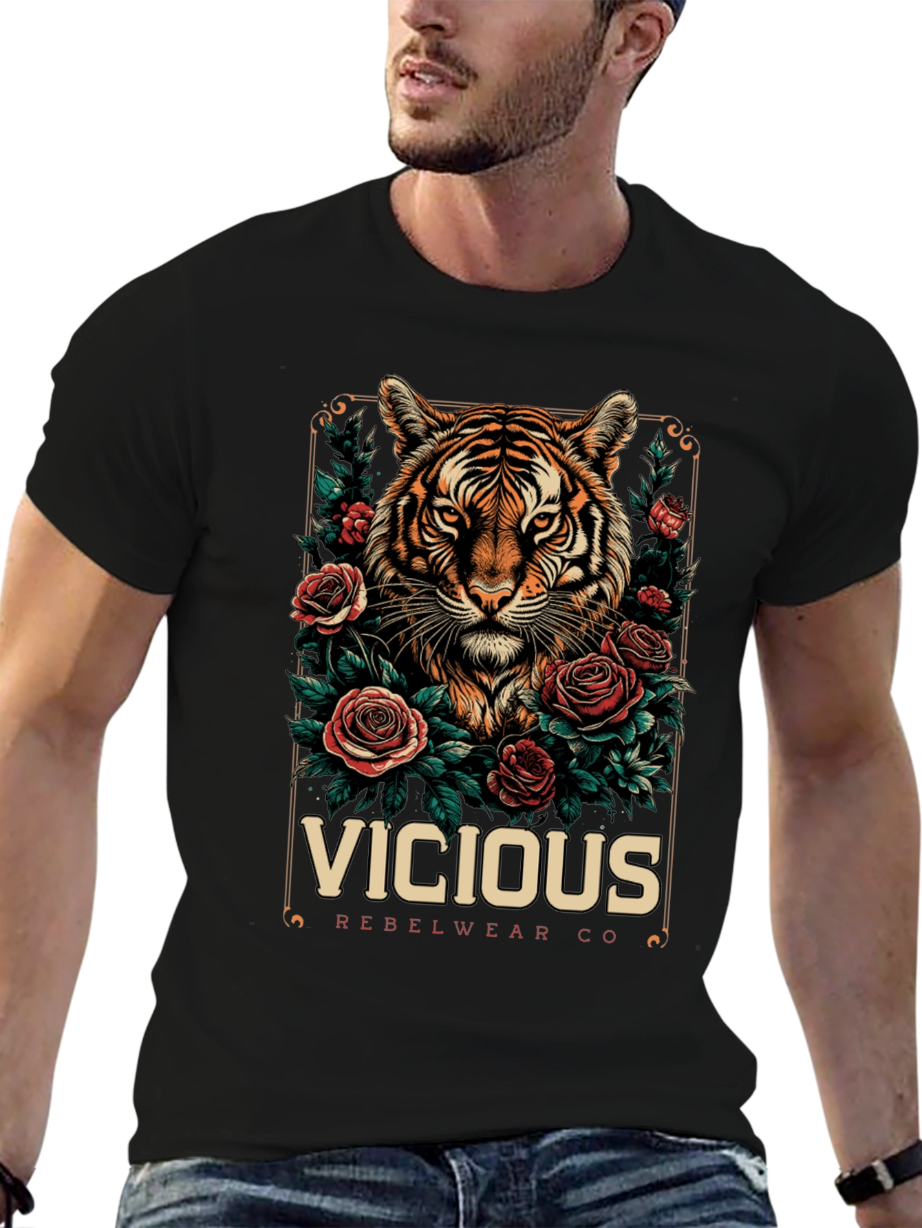 Vicious Rebelwear Tiger Graphic T-Shirt