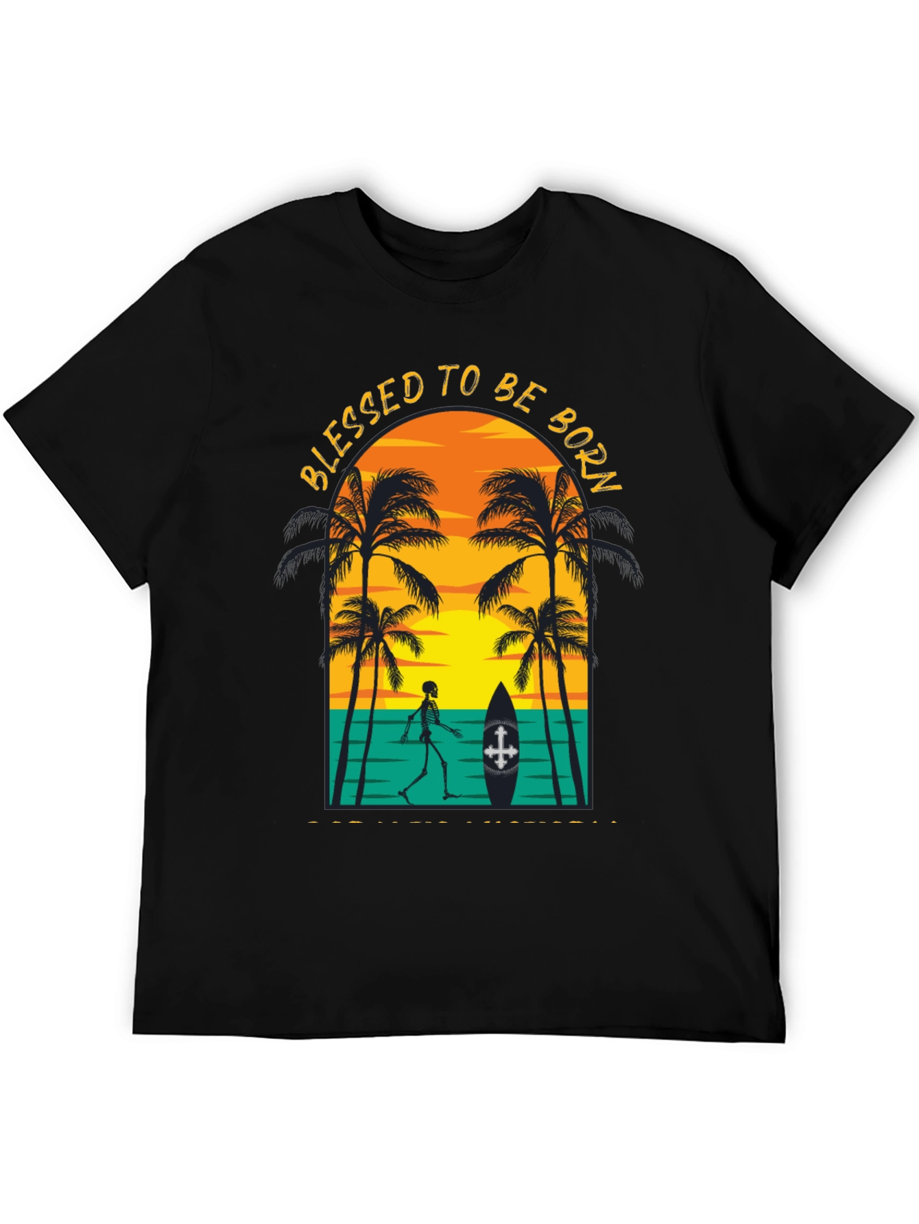 Blessed to be Born Skeleton Beach Graphic Tee