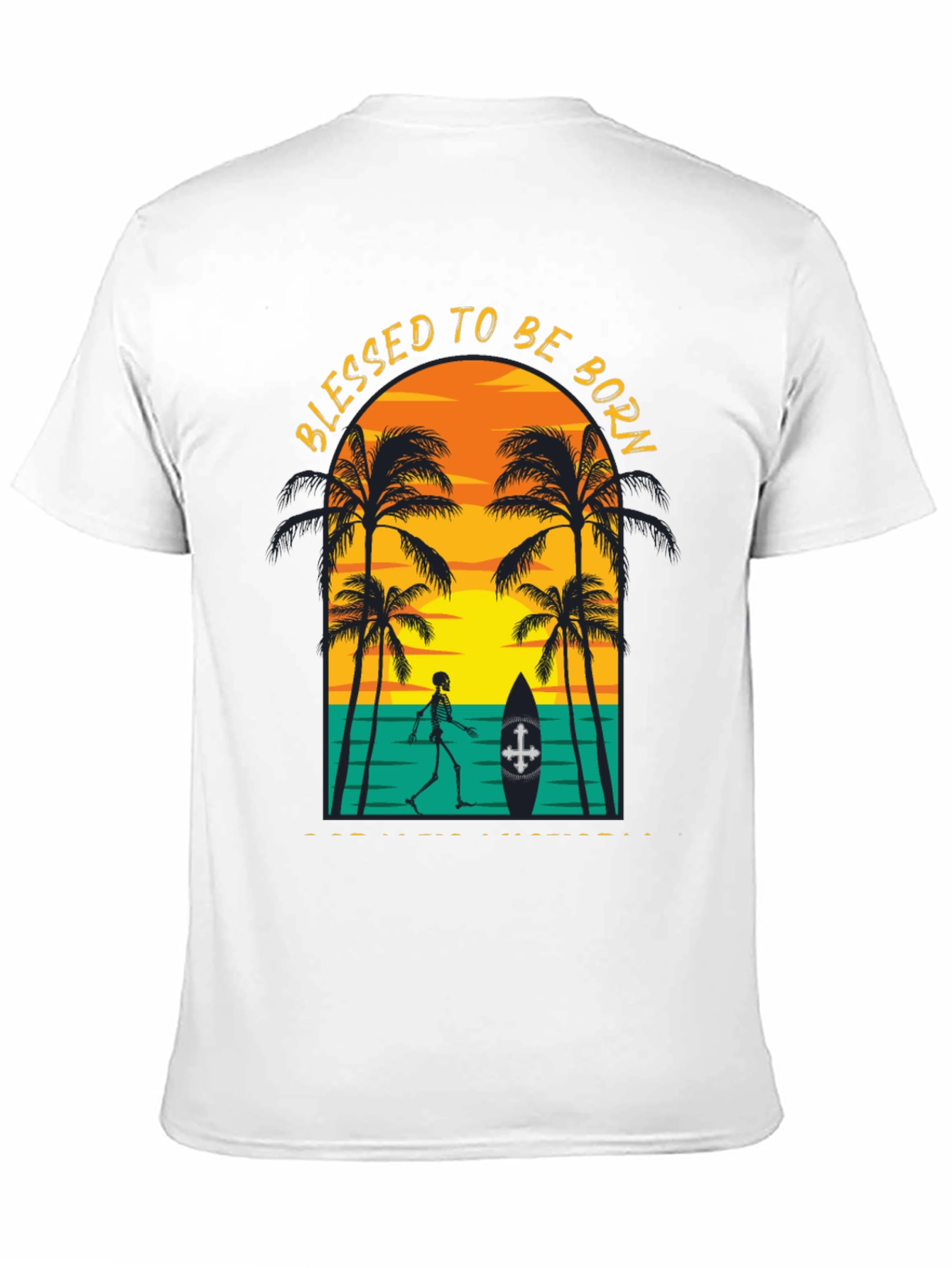 Blessed to be Born Skeleton Beach Graphic Tee