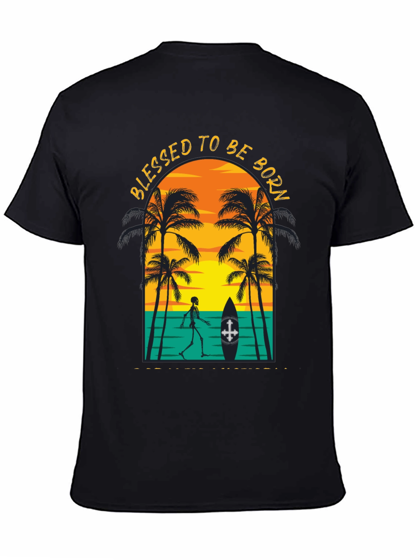 Blessed to be Born Skeleton Beach Graphic Tee