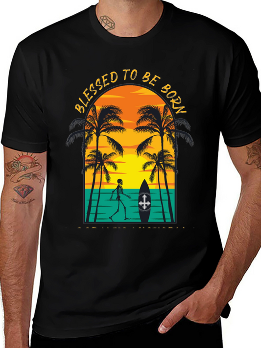 Blessed to be Born Skeleton Beach Graphic Tee