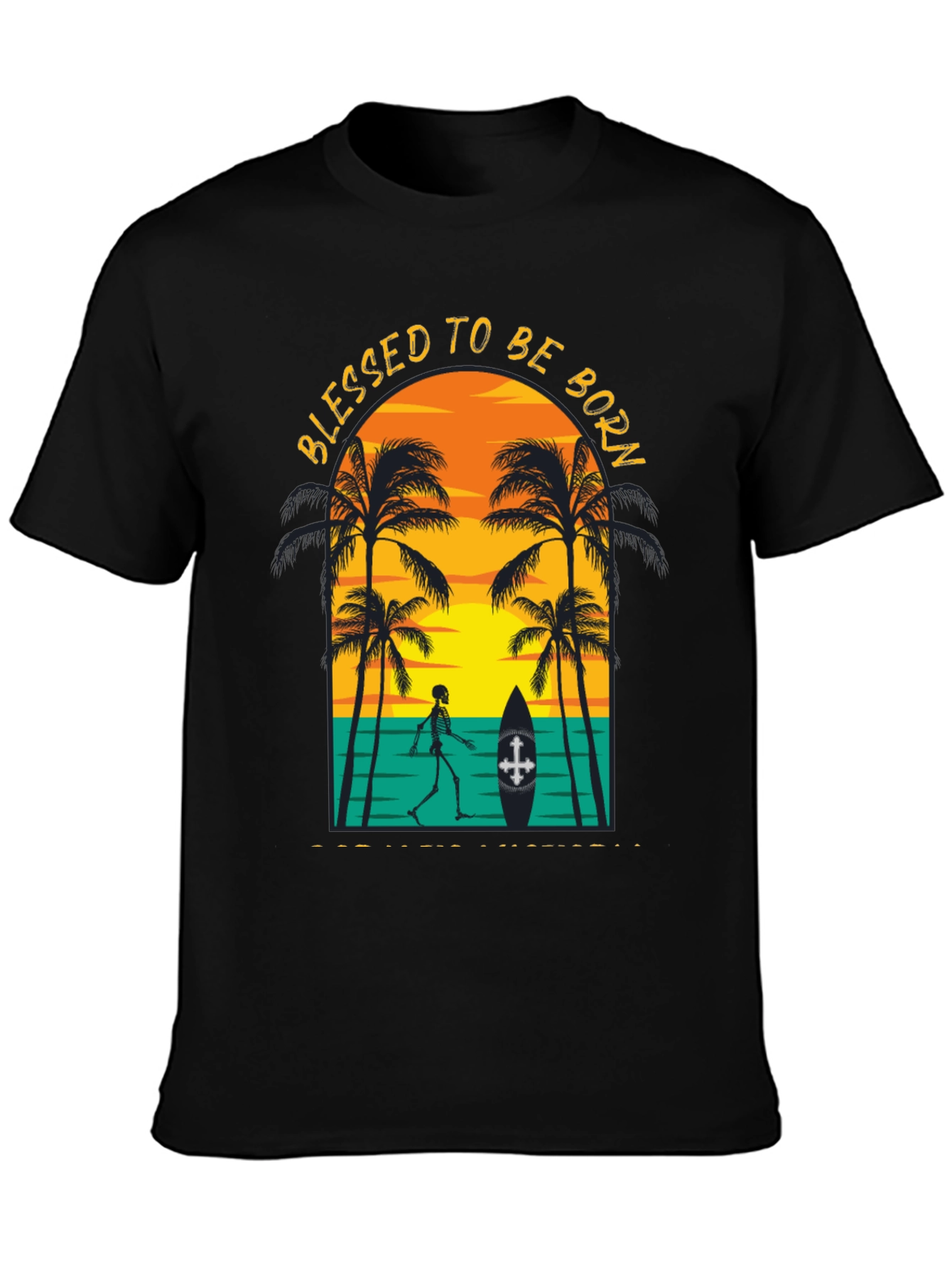 Blessed to be Born Skeleton Beach Graphic Tee