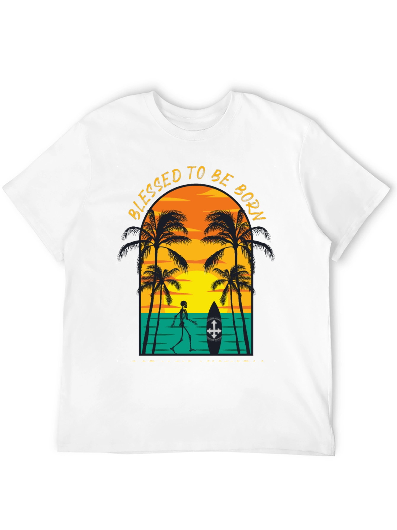 Blessed to be Born Skeleton Beach Graphic Tee