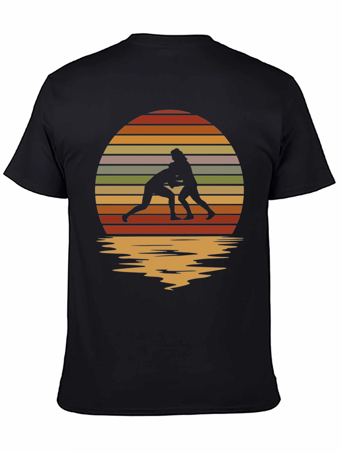 Wrestling Silhouette Retro Sunset Tee