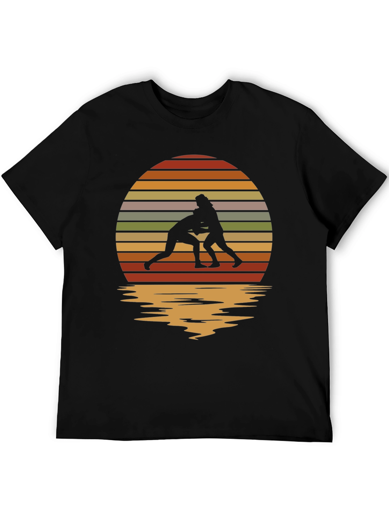 Wrestling Silhouette Retro Sunset Tee
