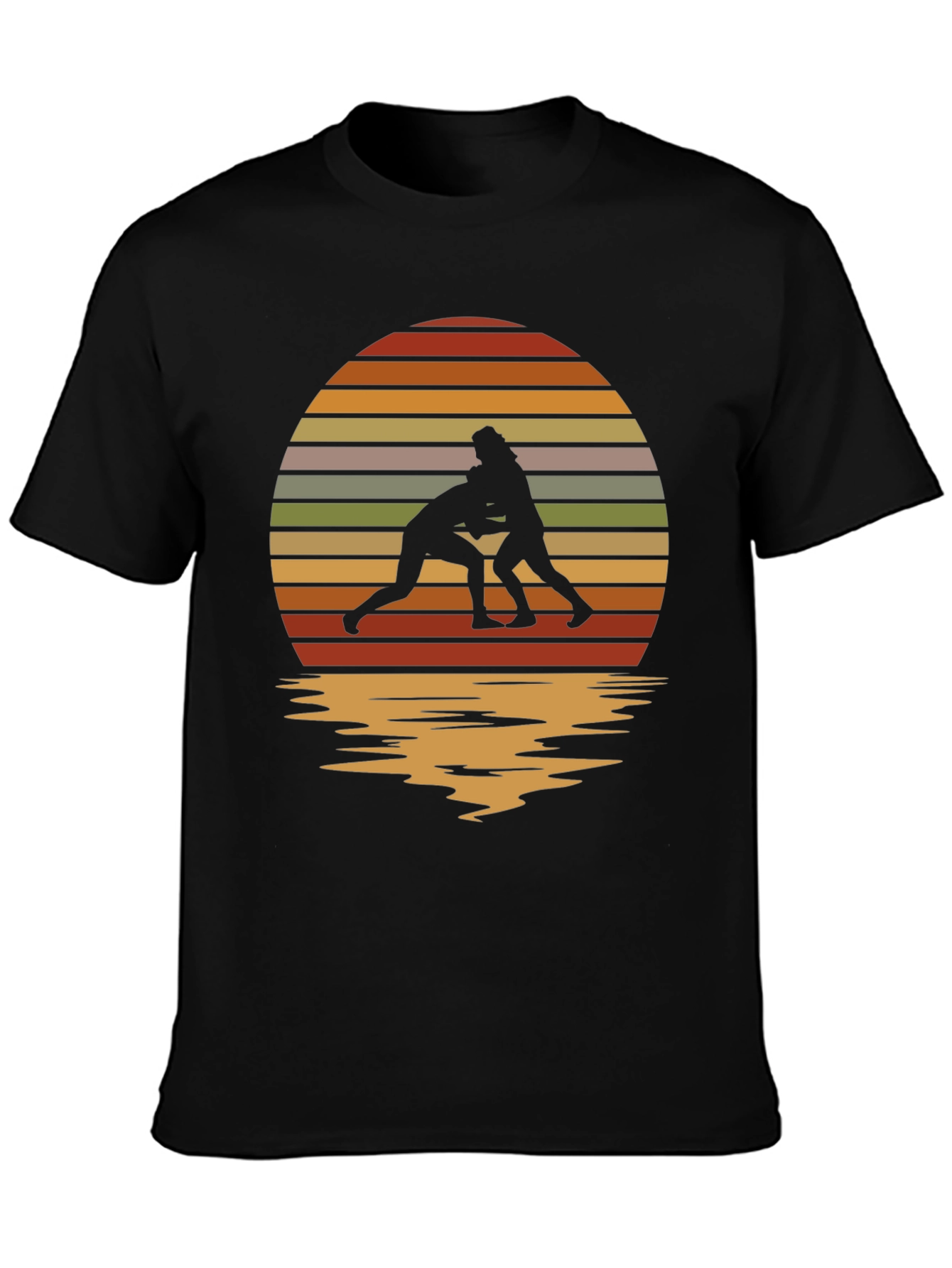 Wrestling Silhouette Retro Sunset Tee