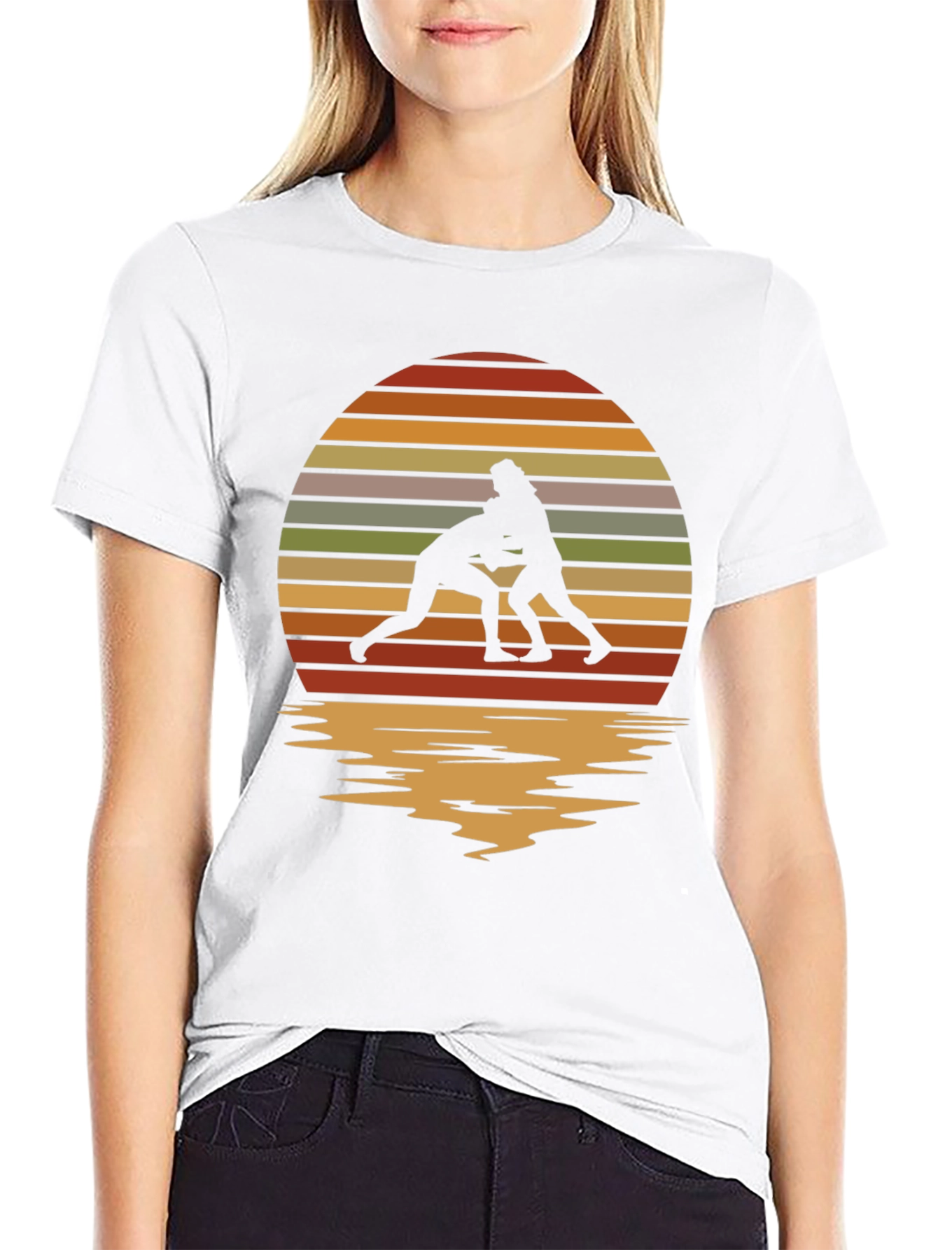 Wrestling Silhouette Retro Sunset Tee