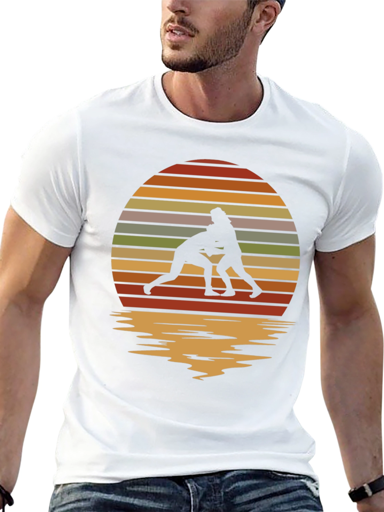 Wrestling Silhouette Retro Sunset Tee