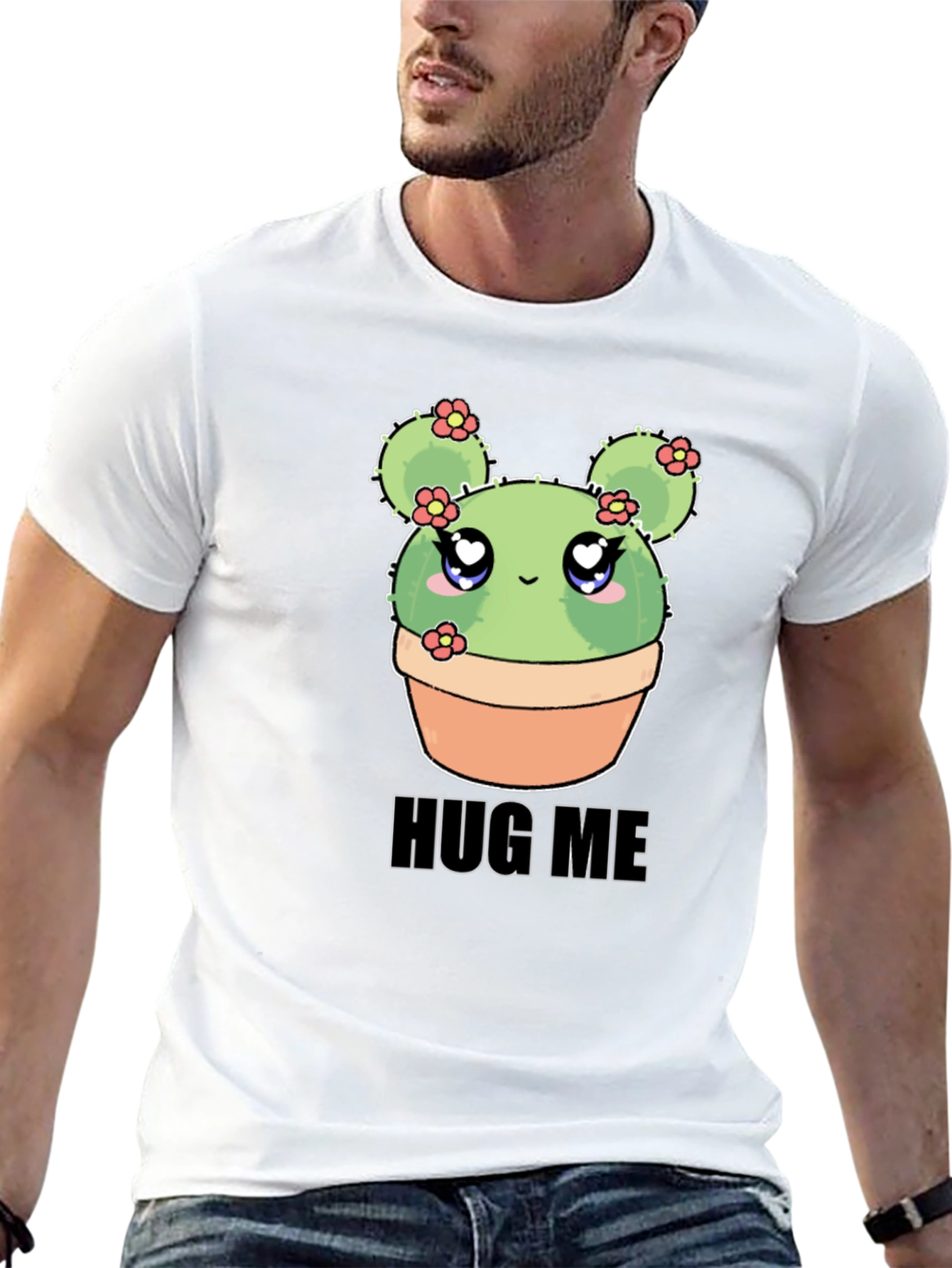 Cute Cactus Hug Me T-Shirt - Kawaii Plant Tee