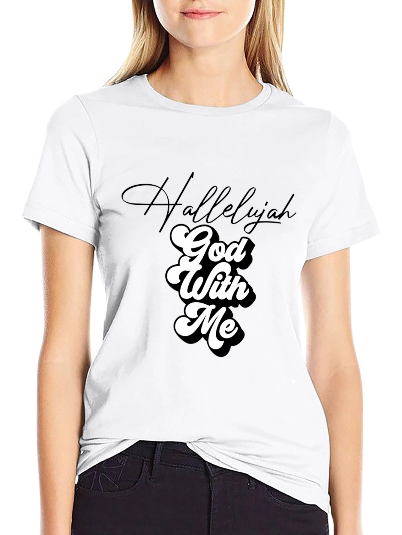 Hallelujah God With Me Black Tee