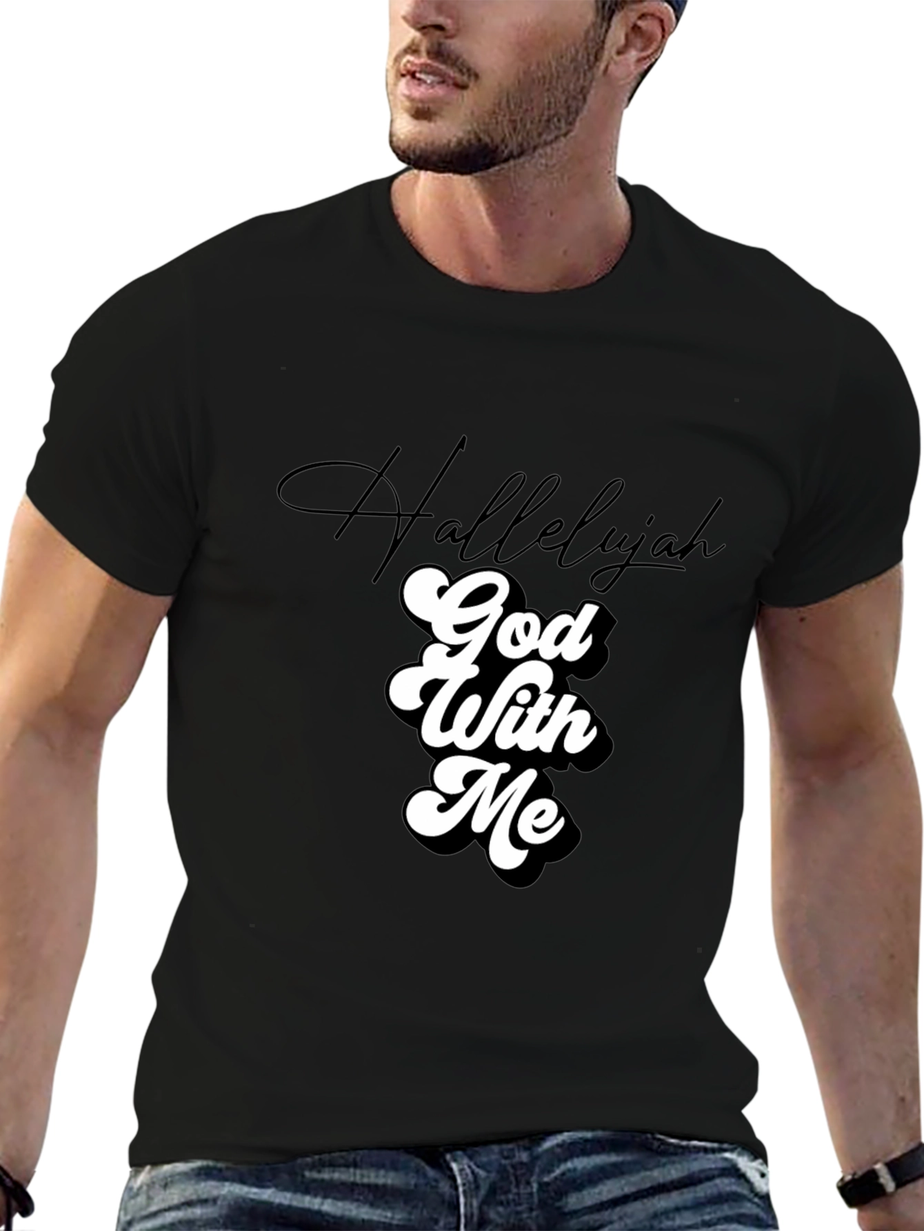 Hallelujah God With Me Black Tee