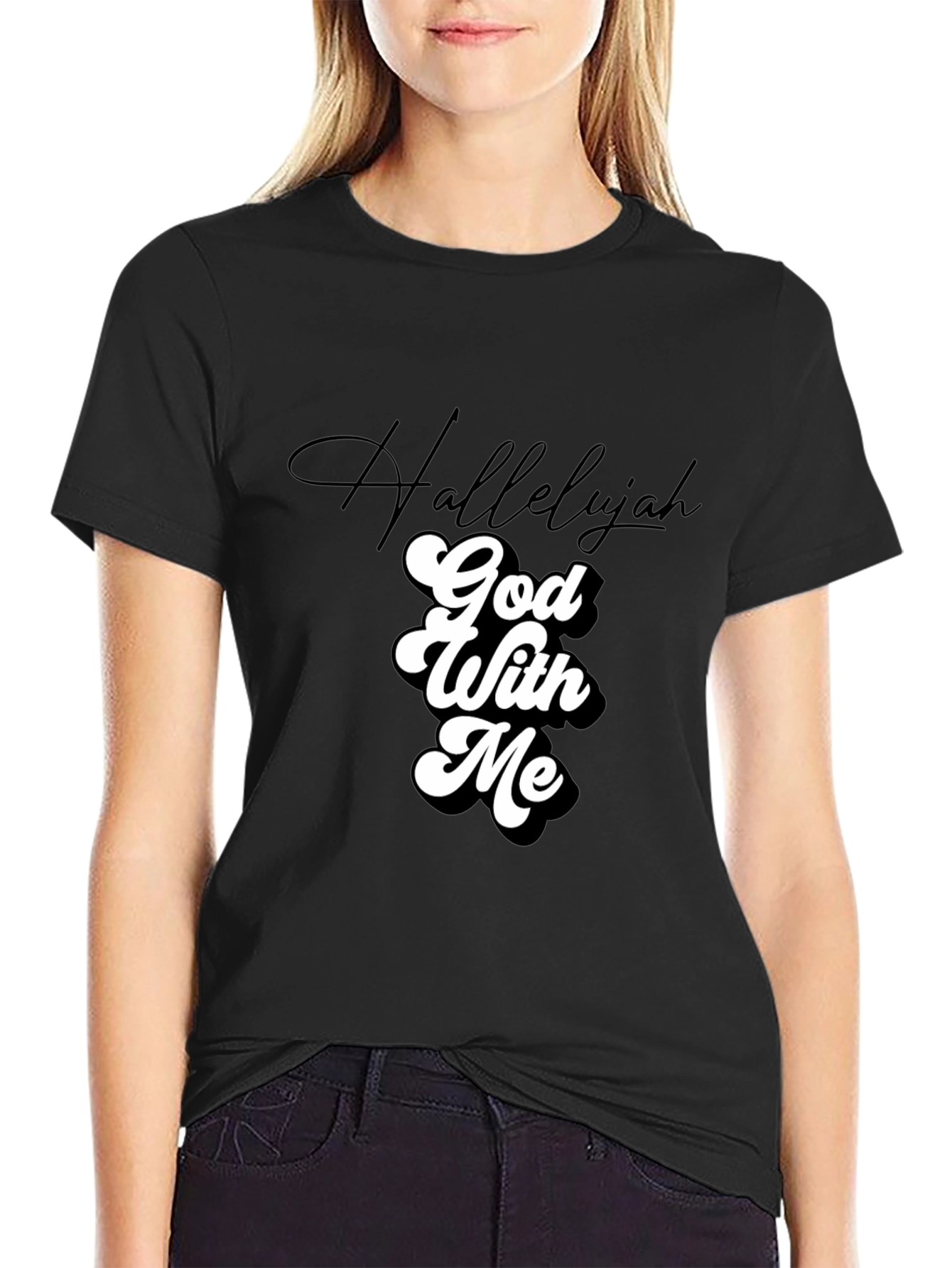 Hallelujah God With Me Black Tee