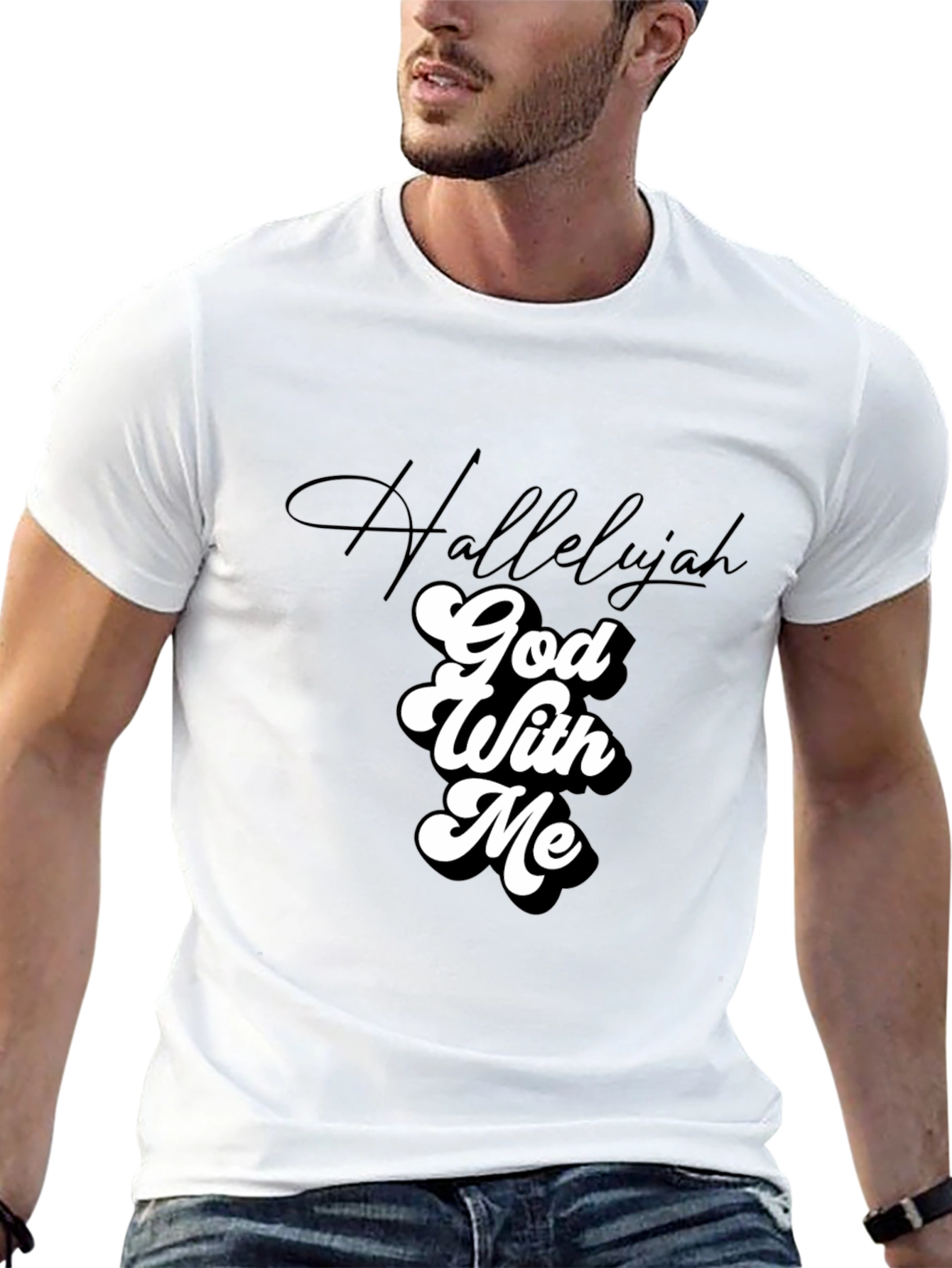 Hallelujah God With Me Black Tee
