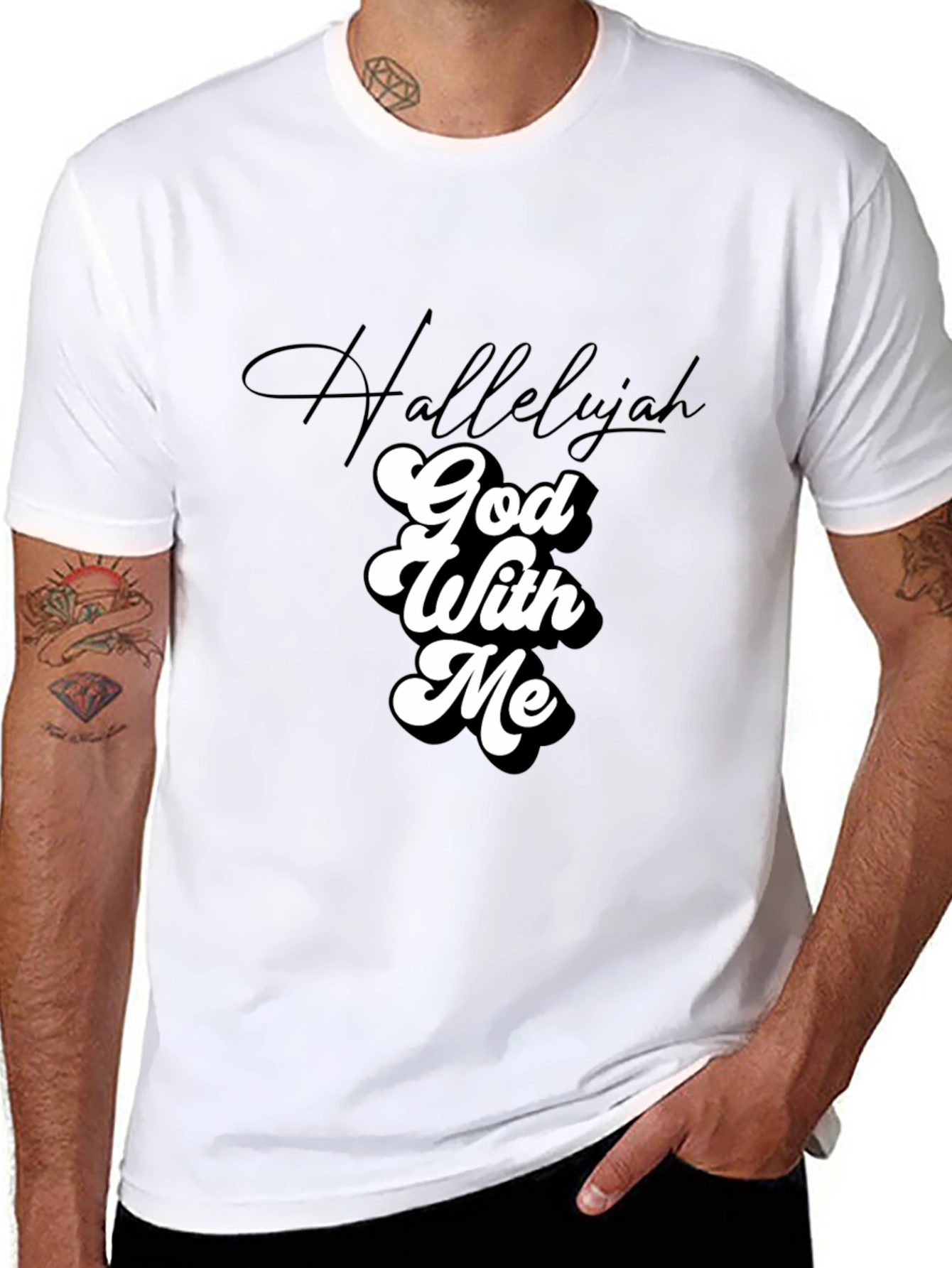 Hallelujah God With Me Black Tee