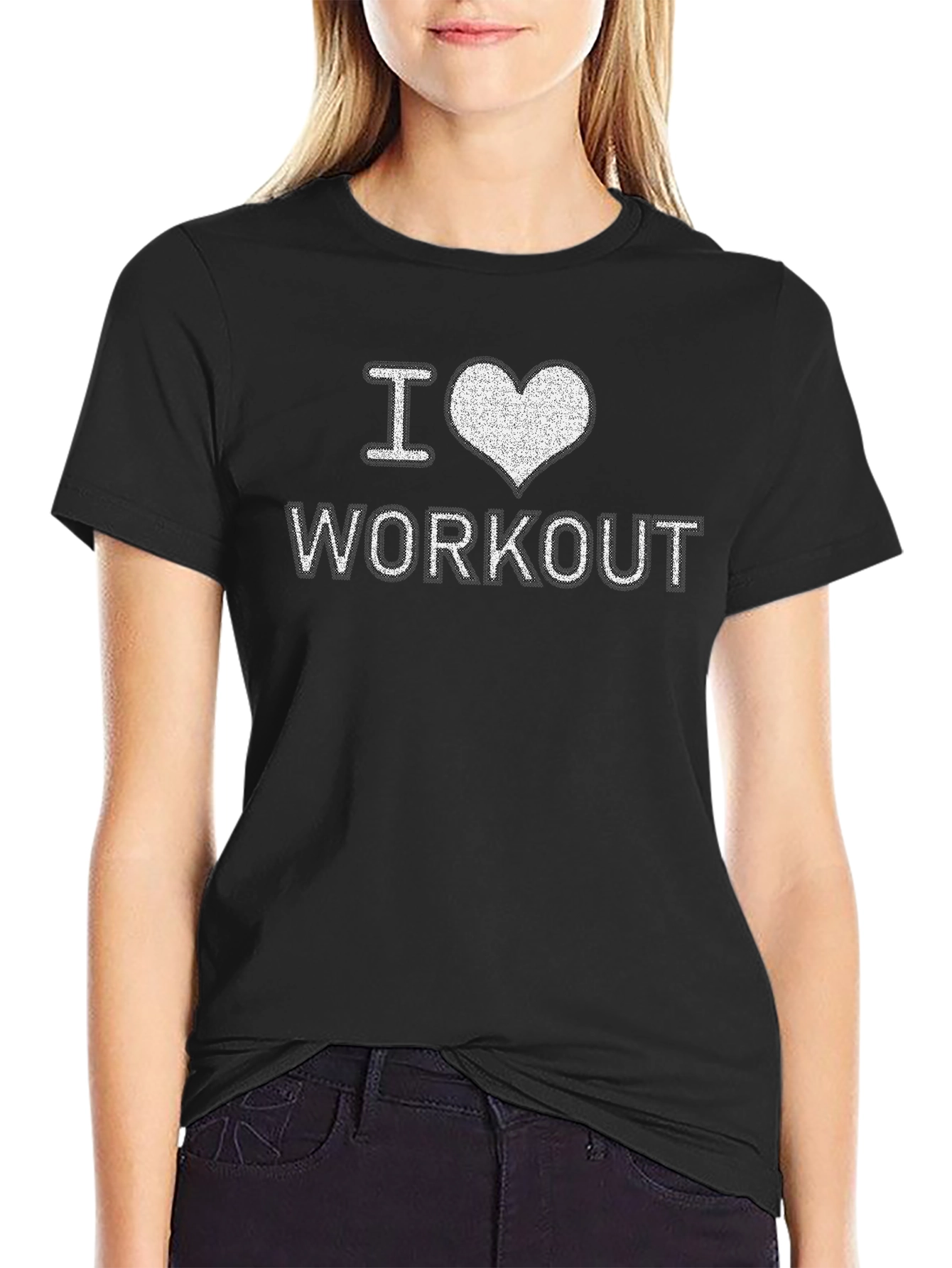 I Heart Workout Graphic Black T-Shirt