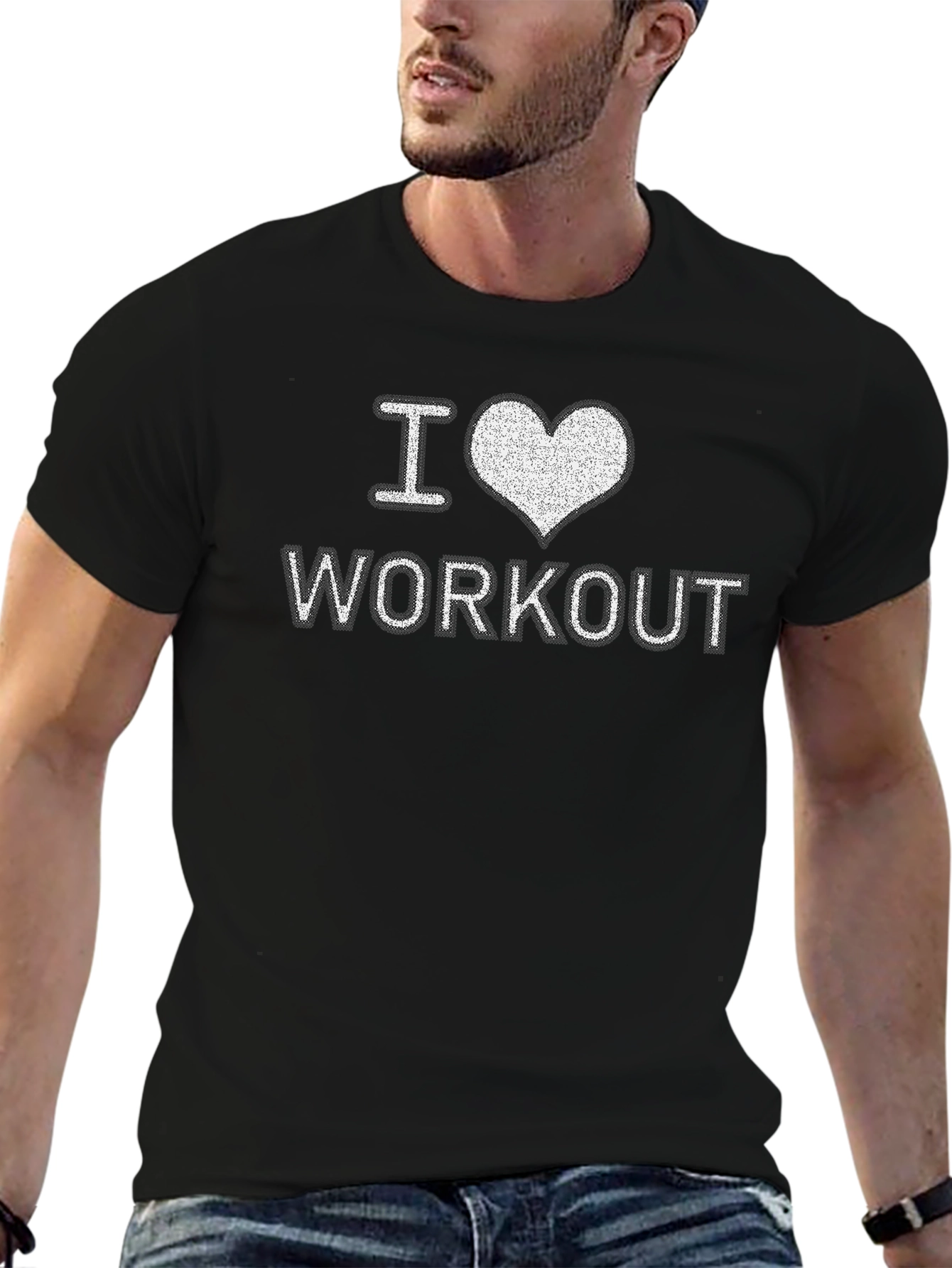 I Heart Workout Graphic Black T-Shirt