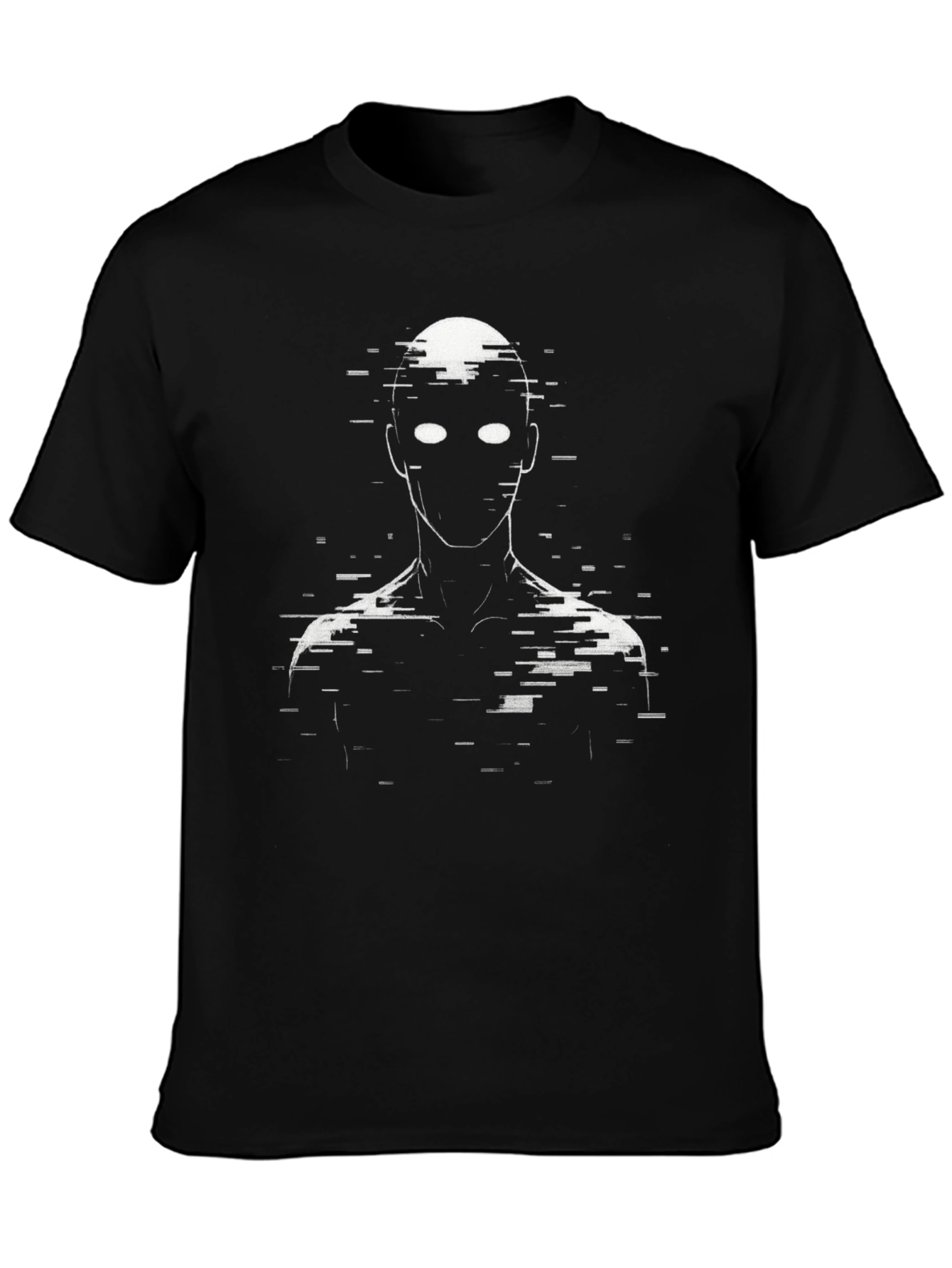Glitch Figure Graphic Tee - Black Cotton Blend