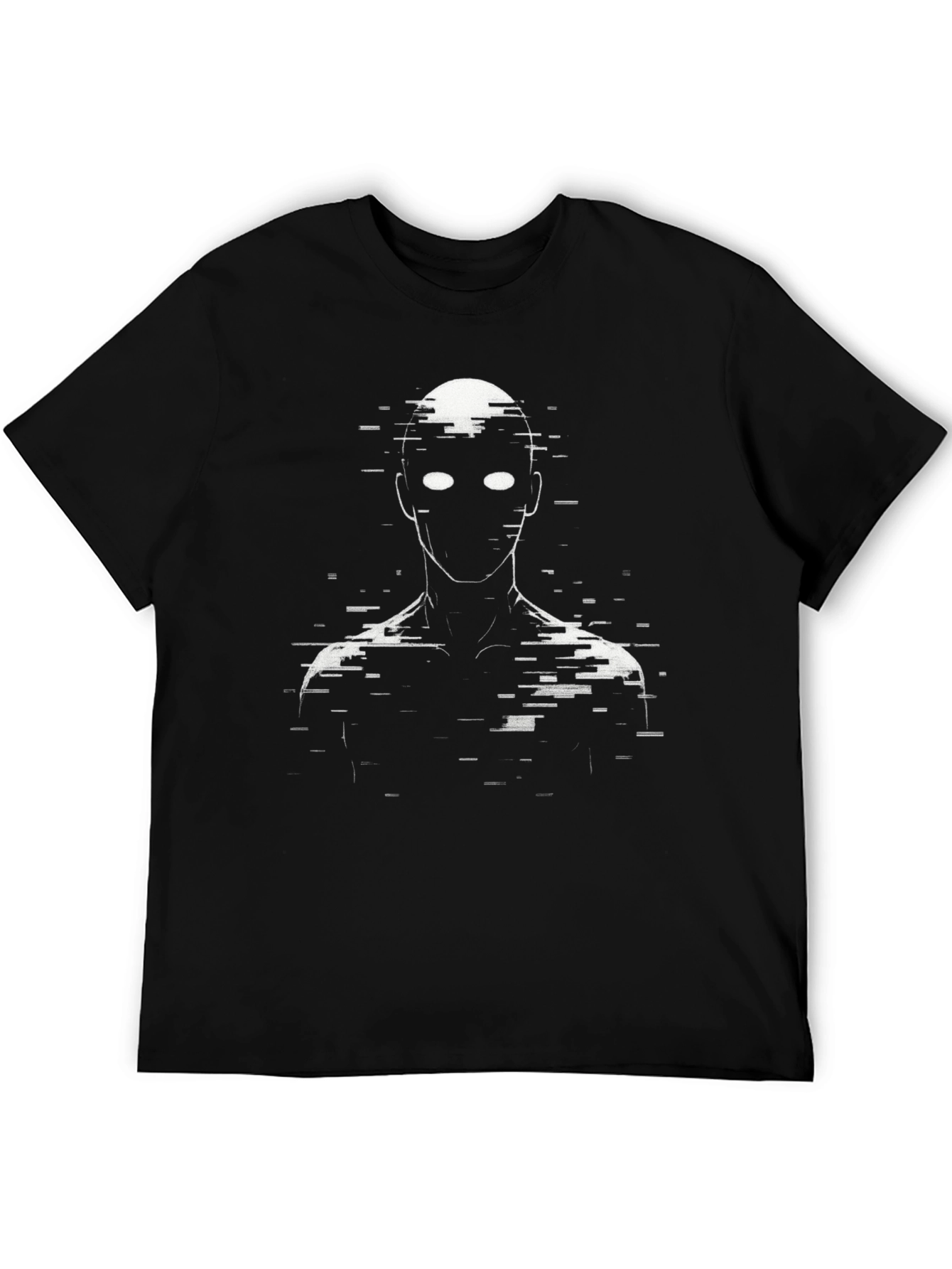 Glitch Figure Graphic Tee - Black Cotton Blend