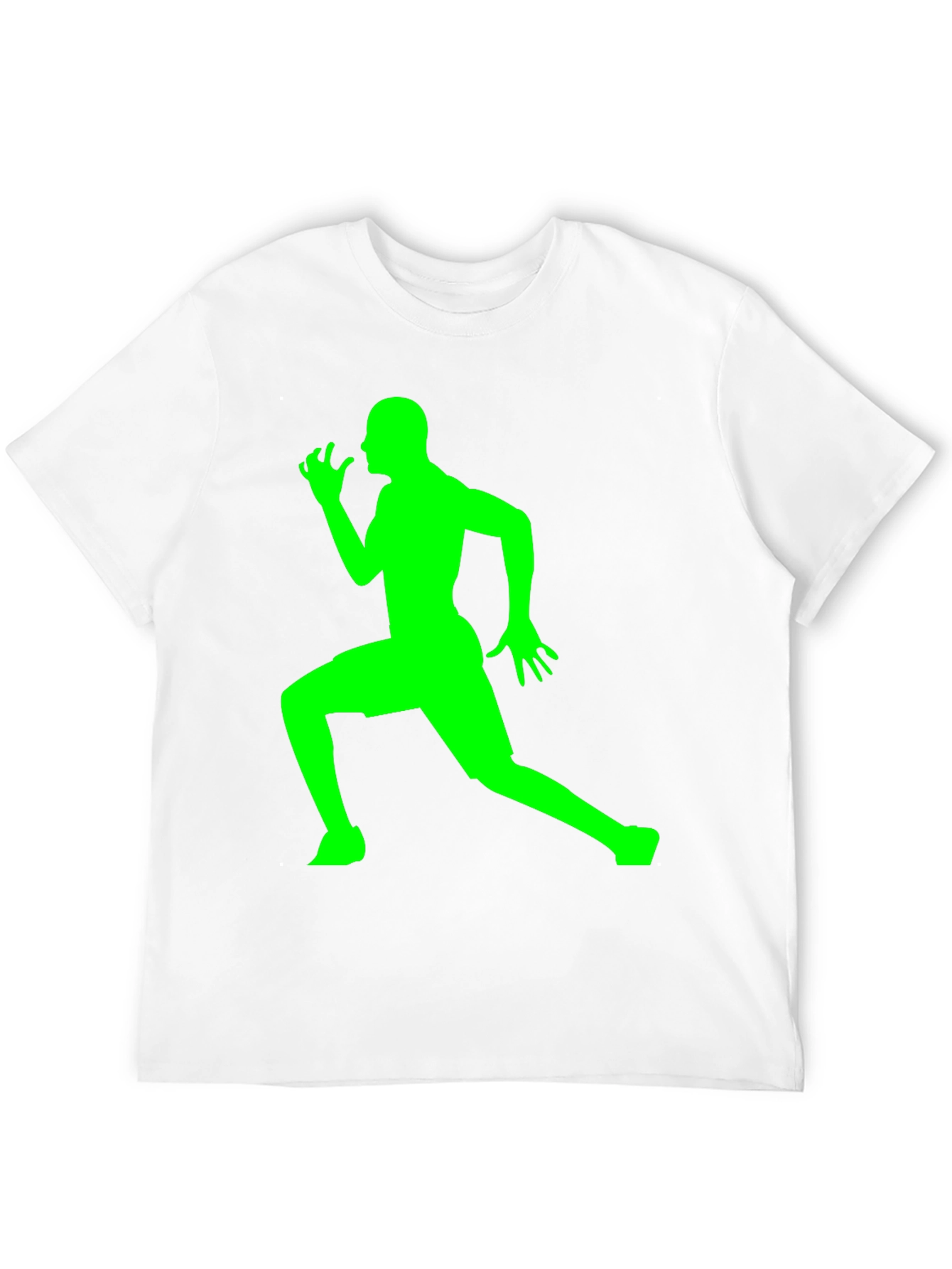Mens Black T-Shirt with Green Running Silhouette