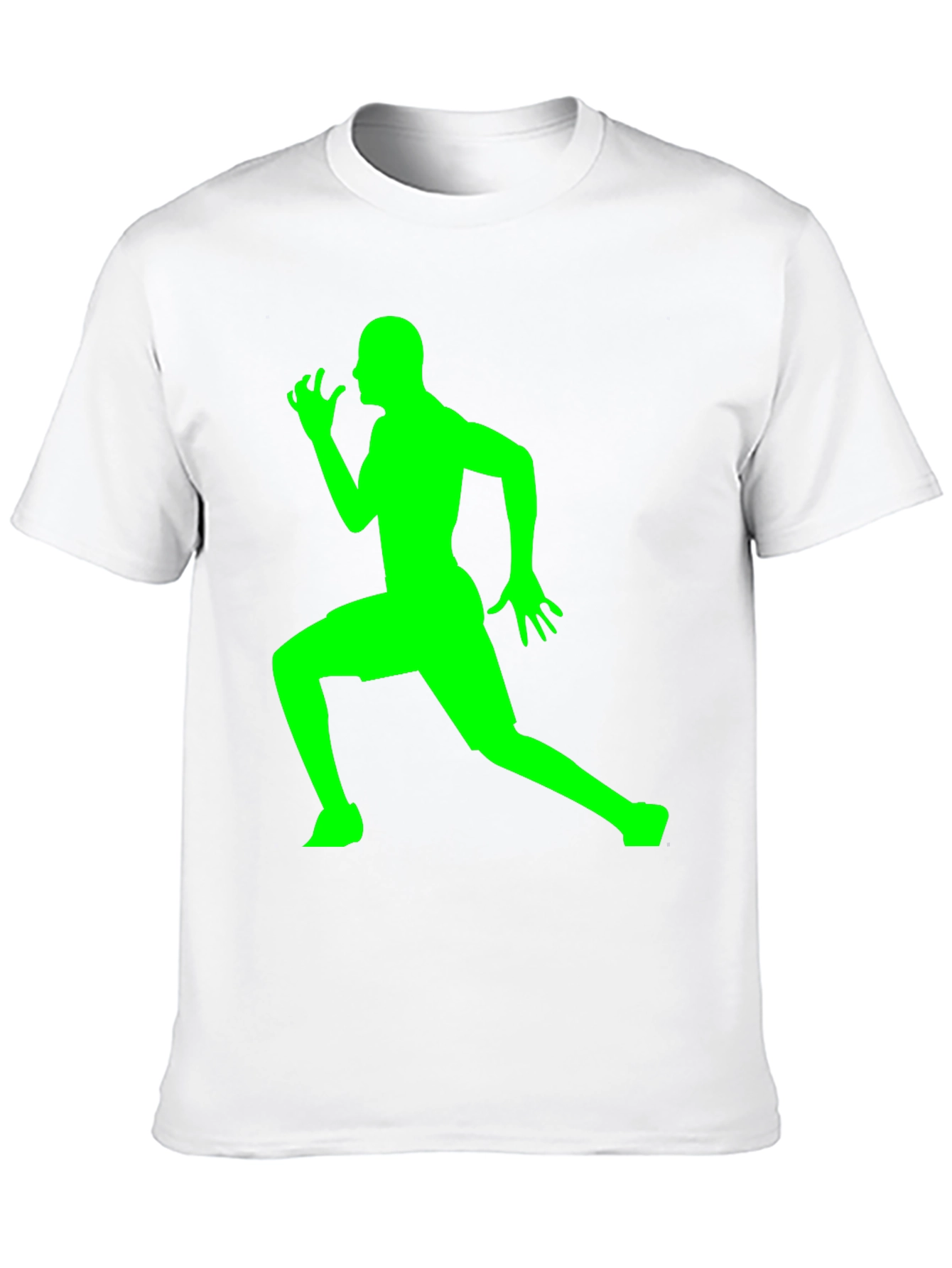 Mens Black T-Shirt with Green Running Silhouette