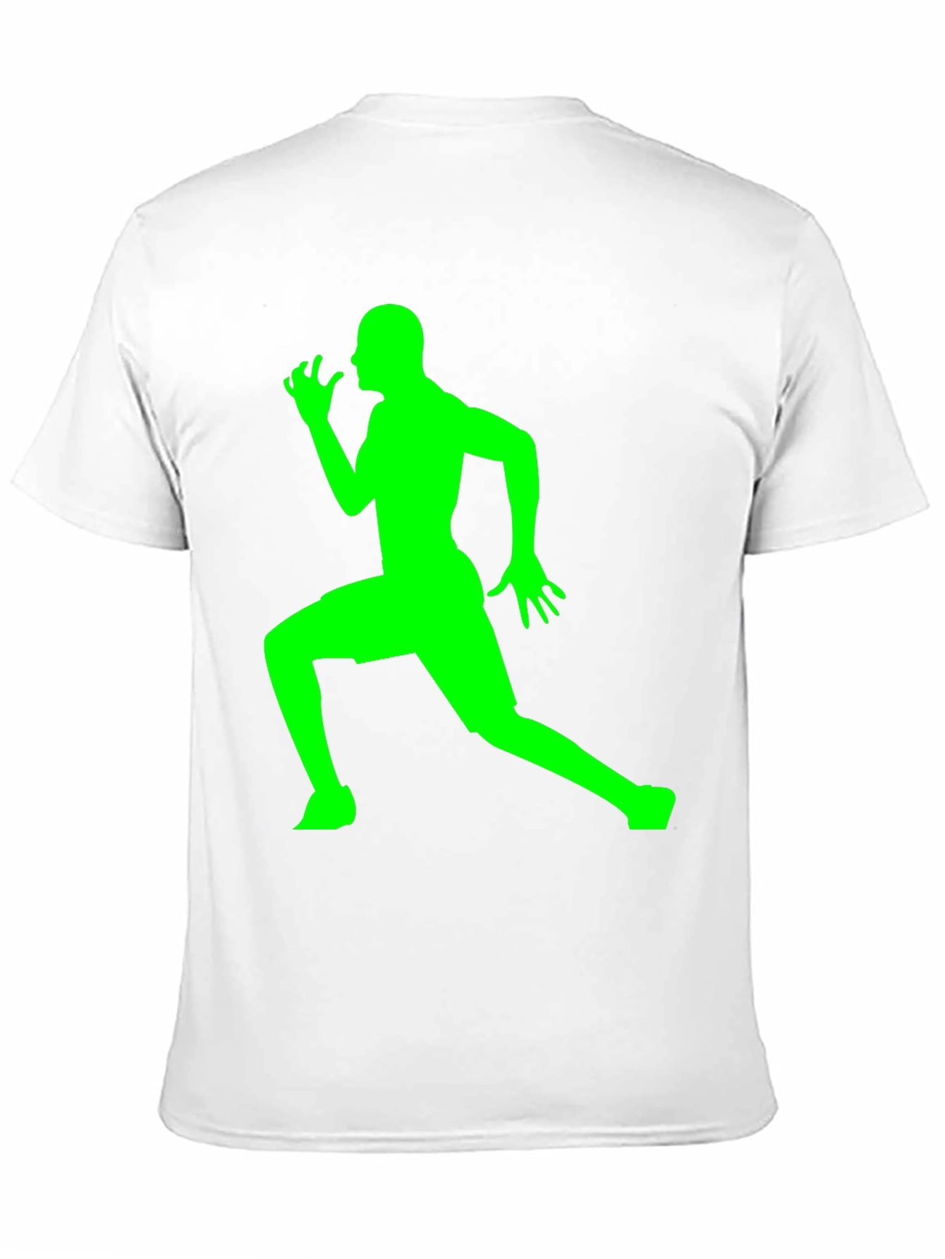 Mens Black T-Shirt with Green Running Silhouette
