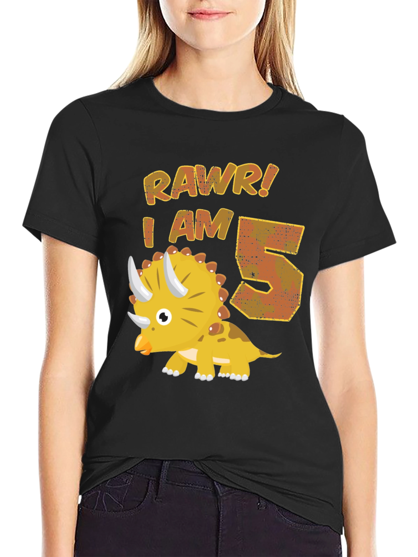 Roar! I Am 5 Dinosaur Birthday T-Shirt