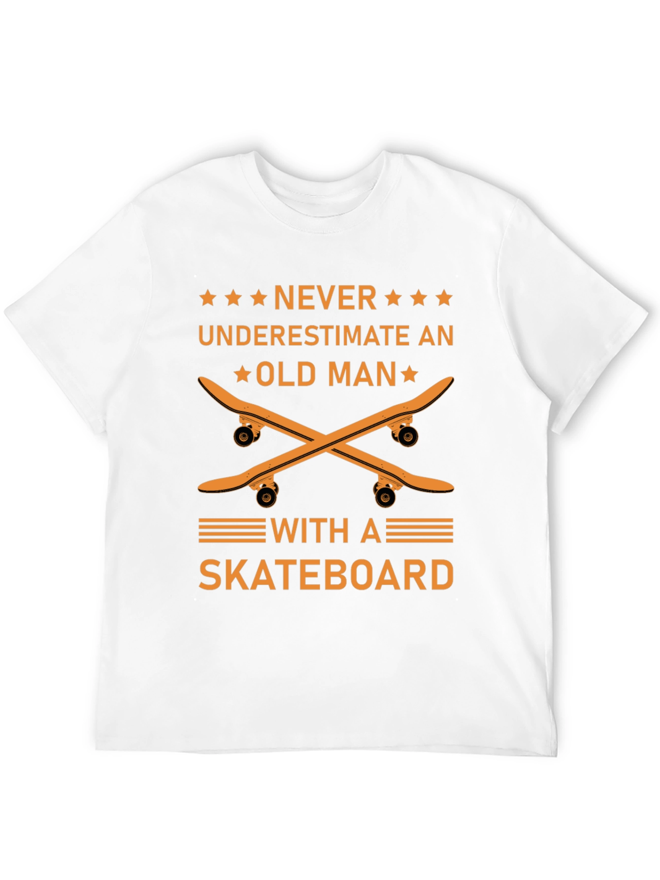 Never Underestimate Old Man with Skateboard Graphic Tee