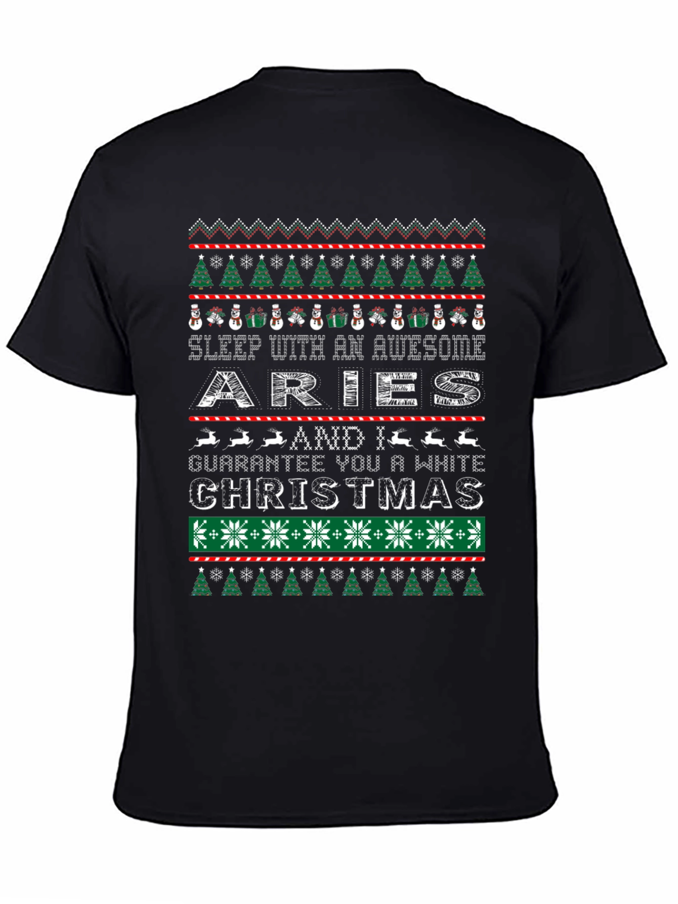 Aries Christmas Sweater Style Graphic T-Shirt