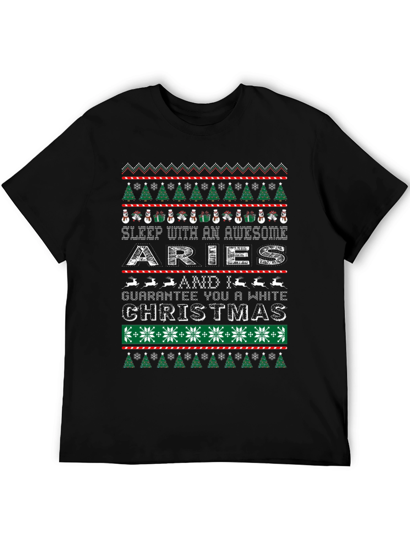 Aries Christmas Sweater Style Graphic T-Shirt