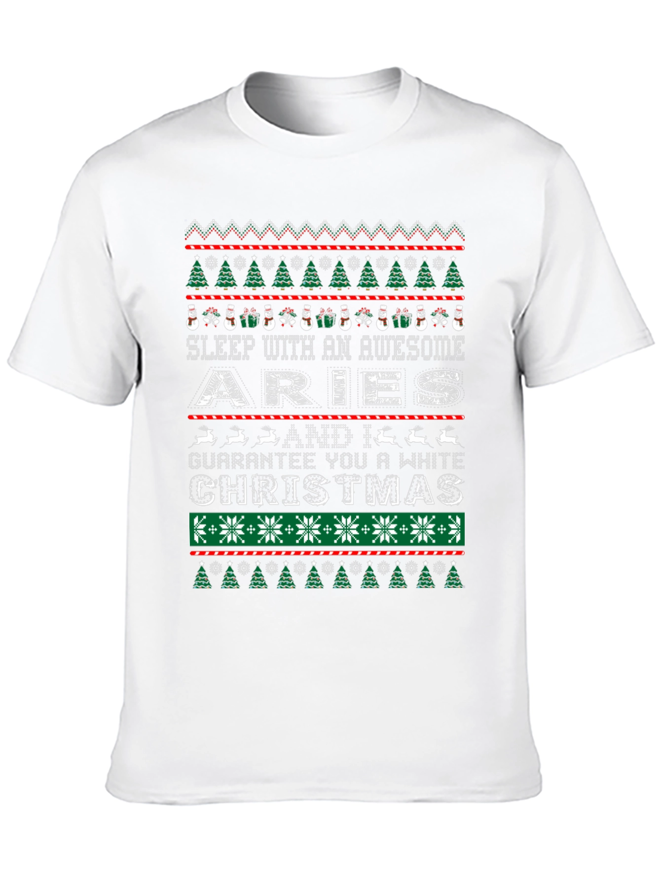 Aries Christmas Sweater Style Graphic T-Shirt