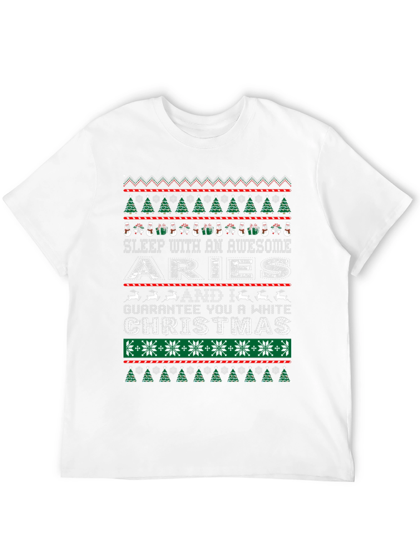 Aries Christmas Sweater Style Graphic T-Shirt