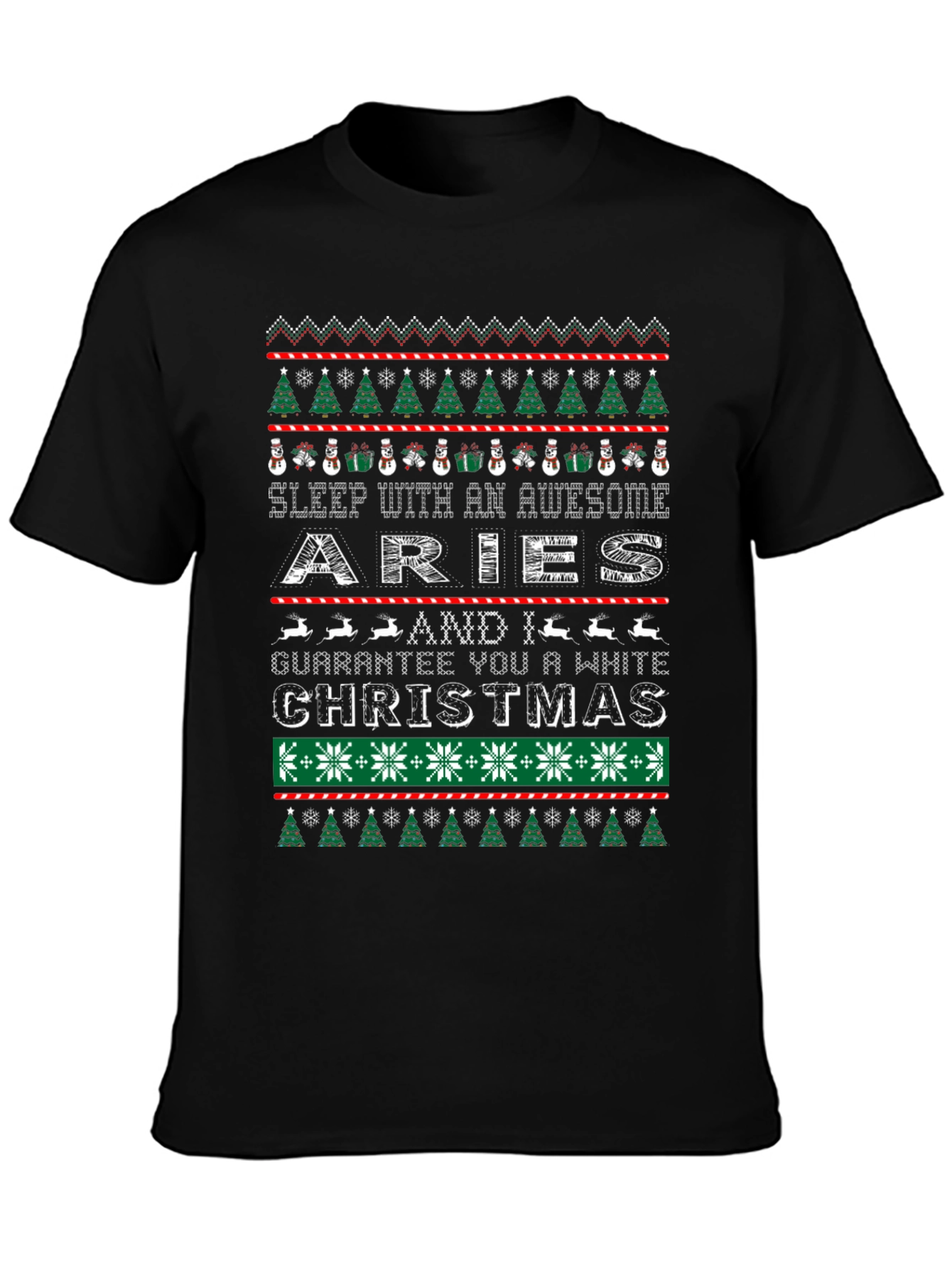 Aries Christmas Sweater Style Graphic T-Shirt