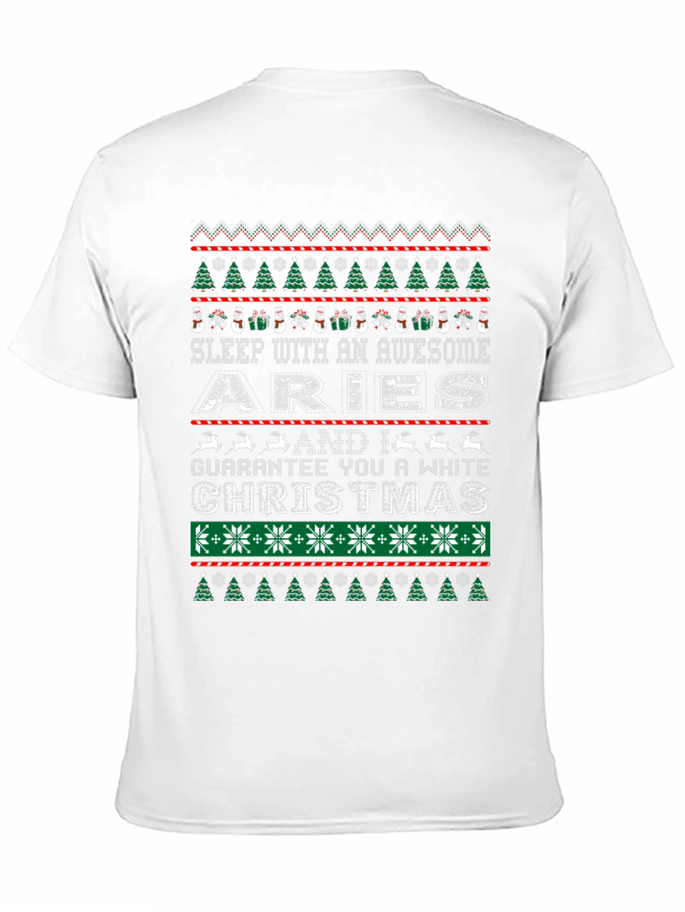Aries Christmas Sweater Style Graphic T-Shirt
