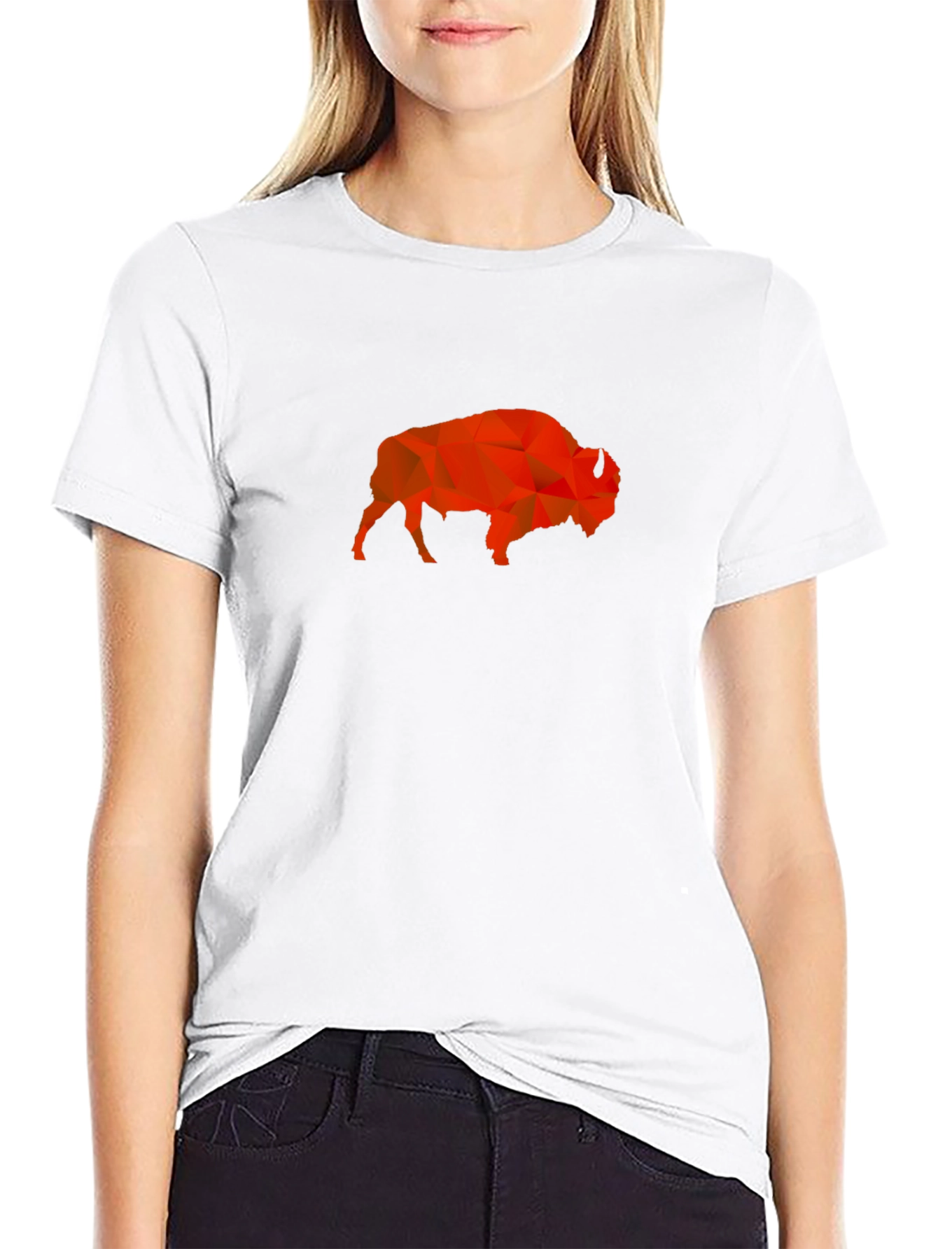 Geometric Buffalo Graphic Tee - Black