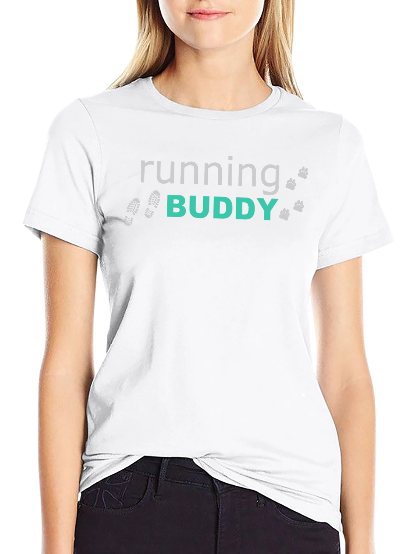 Running Buddy Graphic Tee - Black Cotton Blend