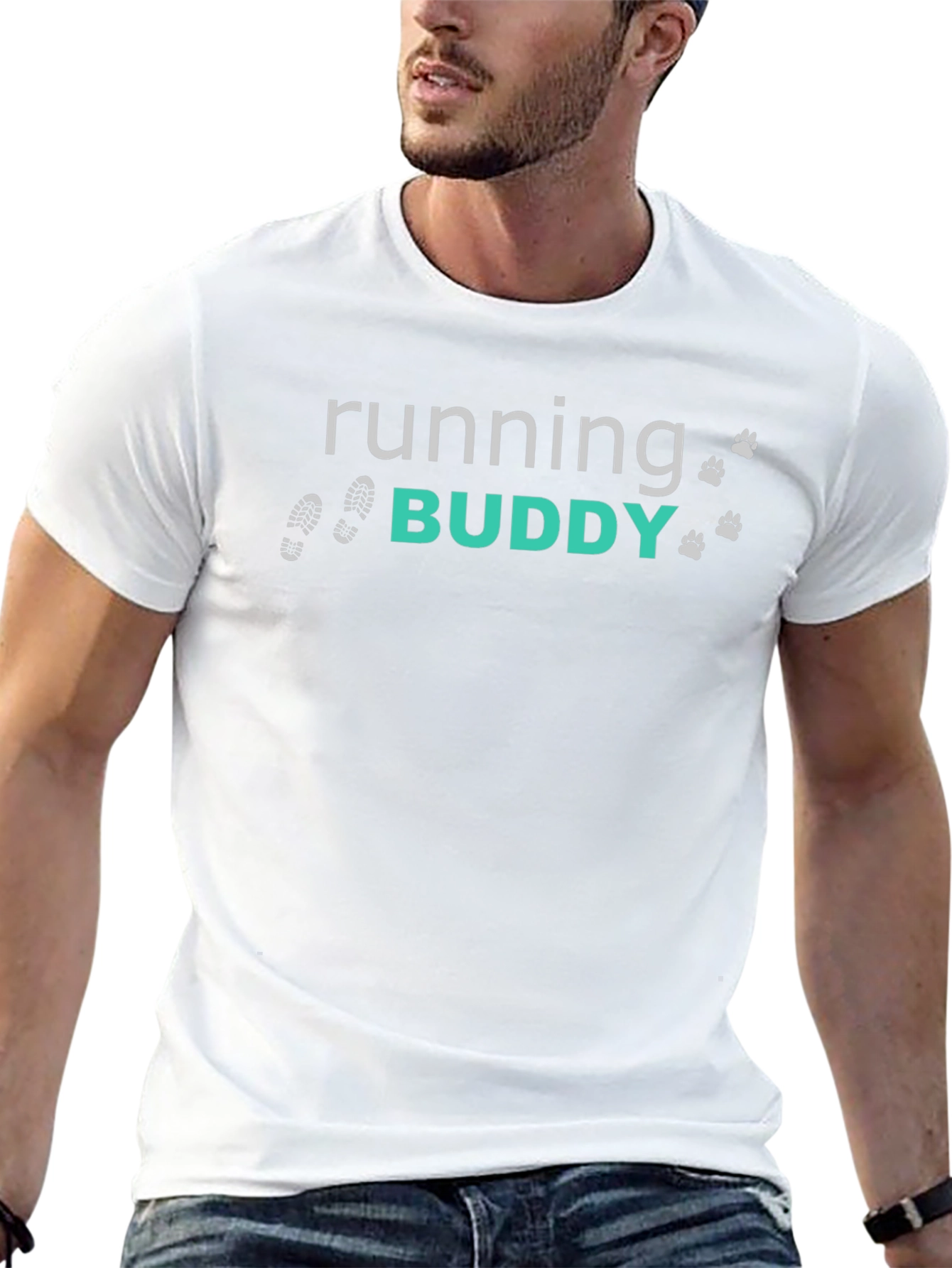 Running Buddy Graphic Tee - Black Cotton Blend