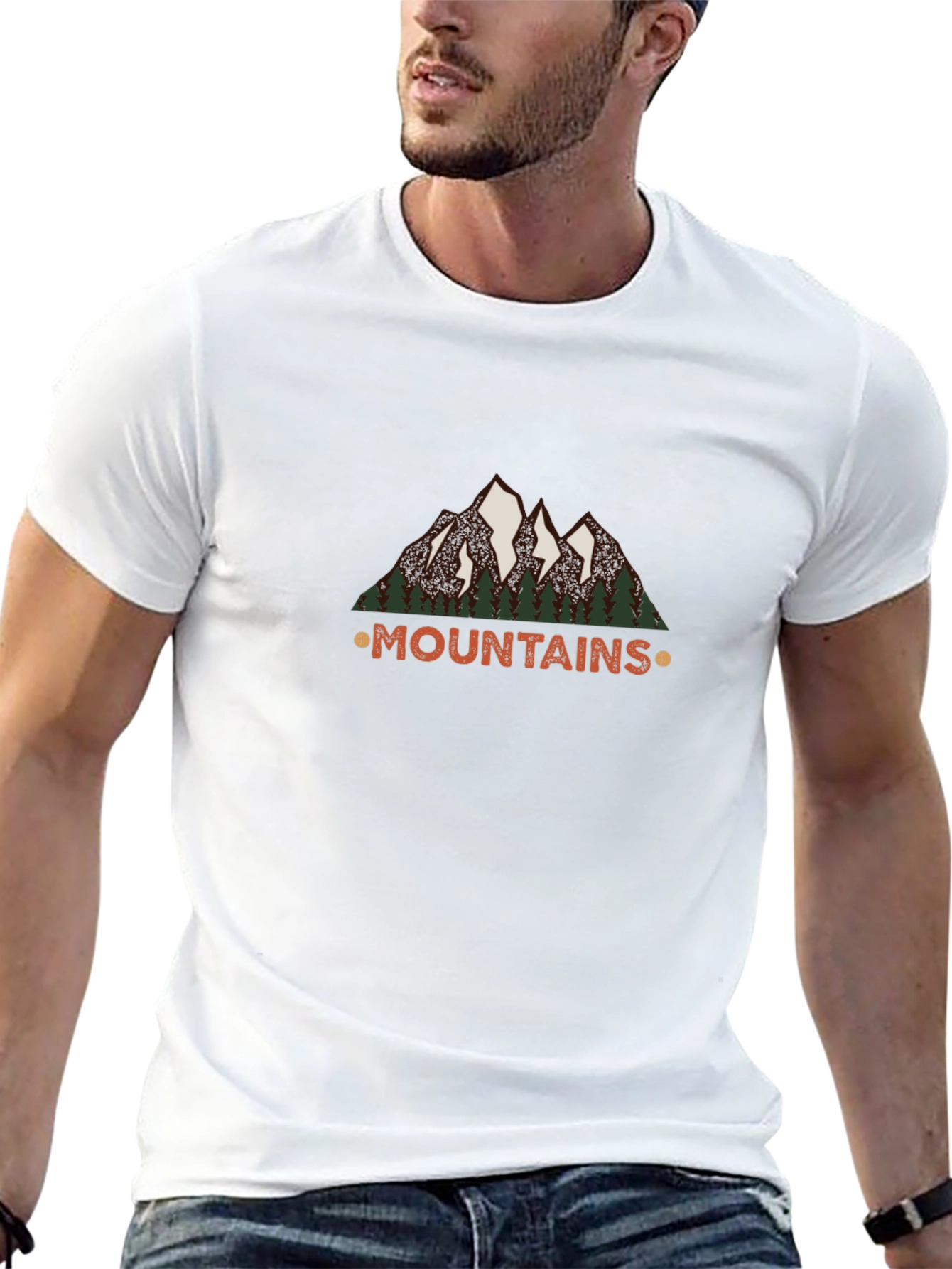 Mountains Graphic Tee - Black Short Sleeve Shirt