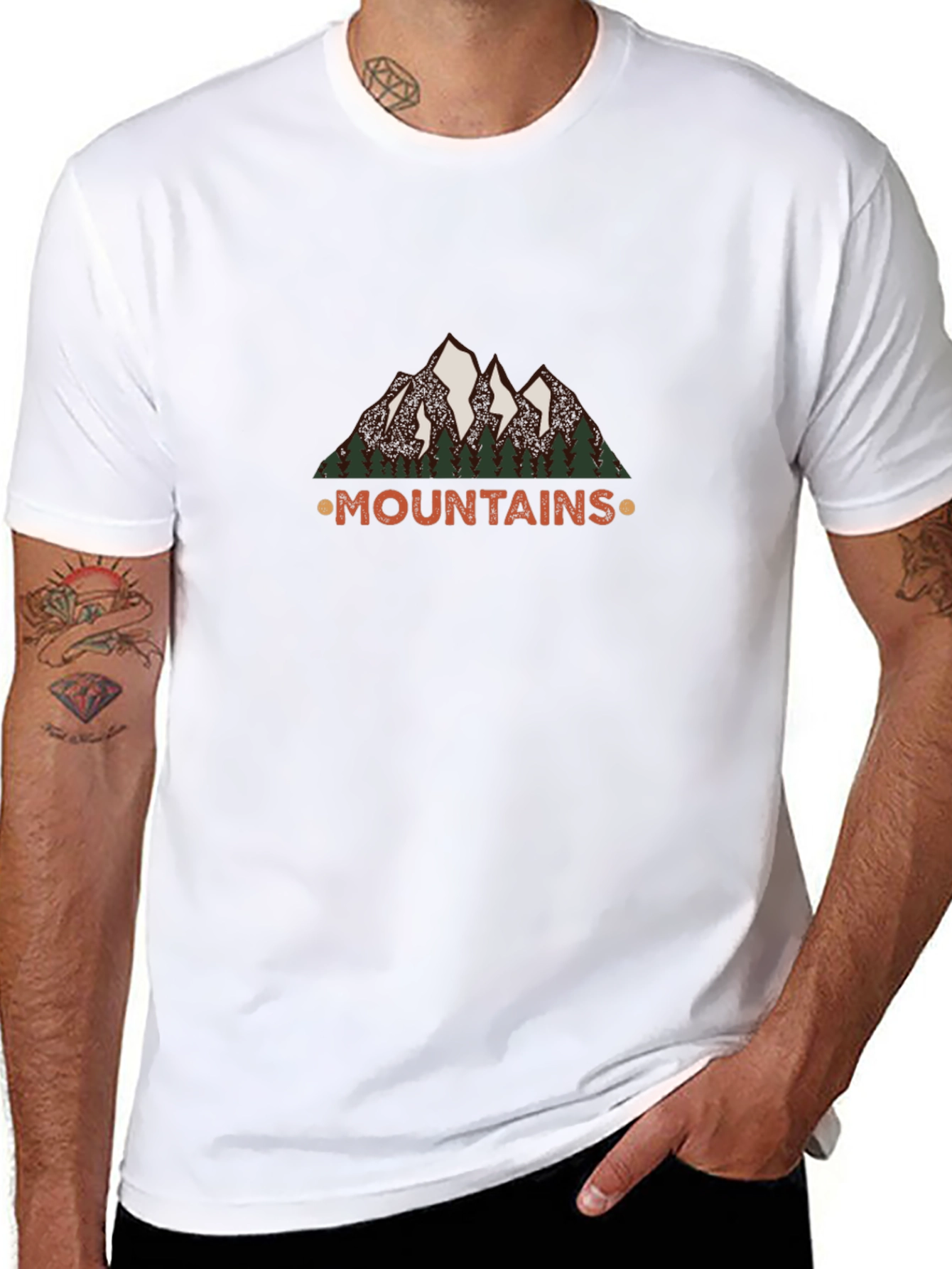 Mountains Graphic Tee - Black Short Sleeve Shirt