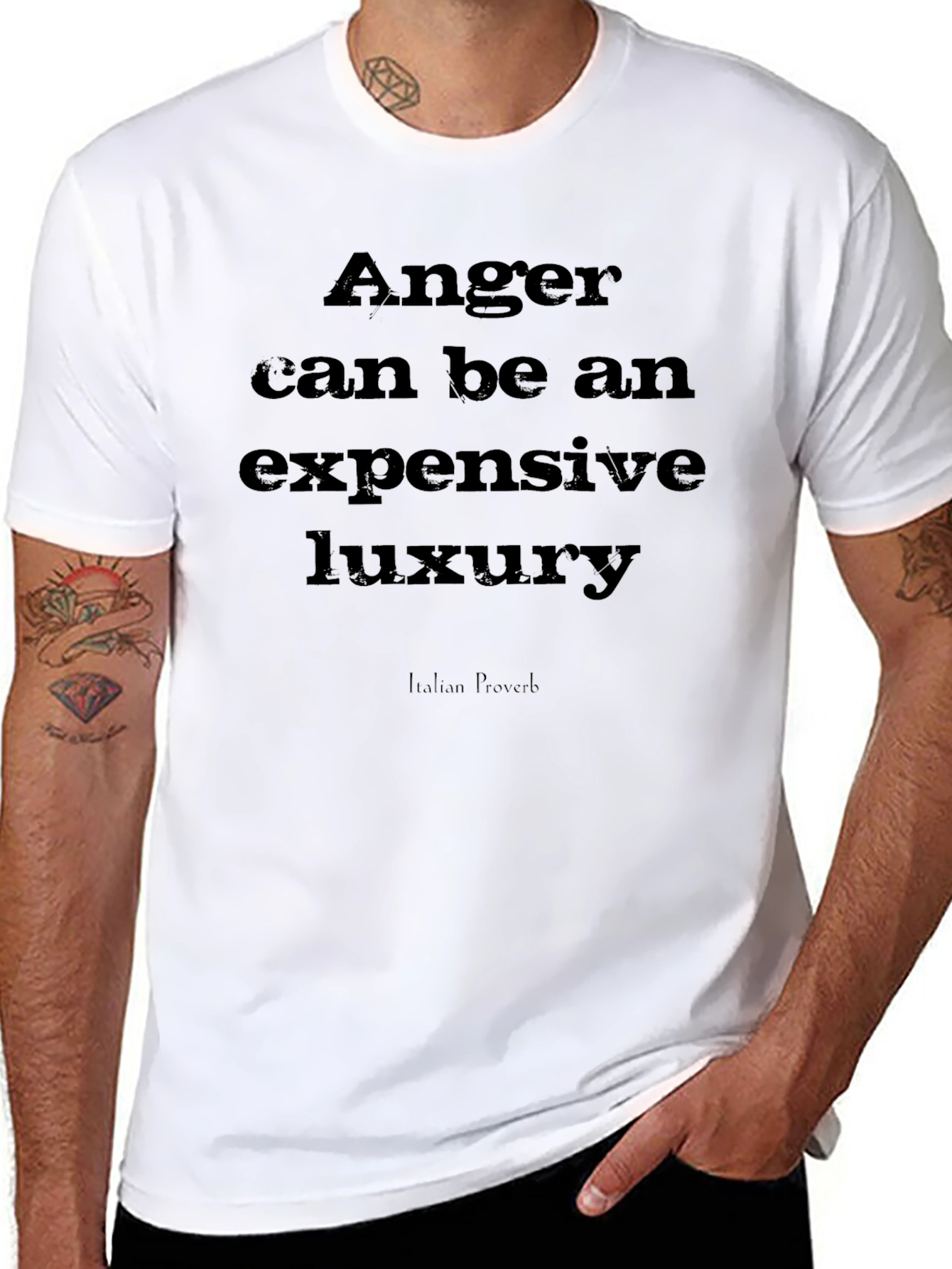 Anger Luxury Italian Proverb Black T-Shirt