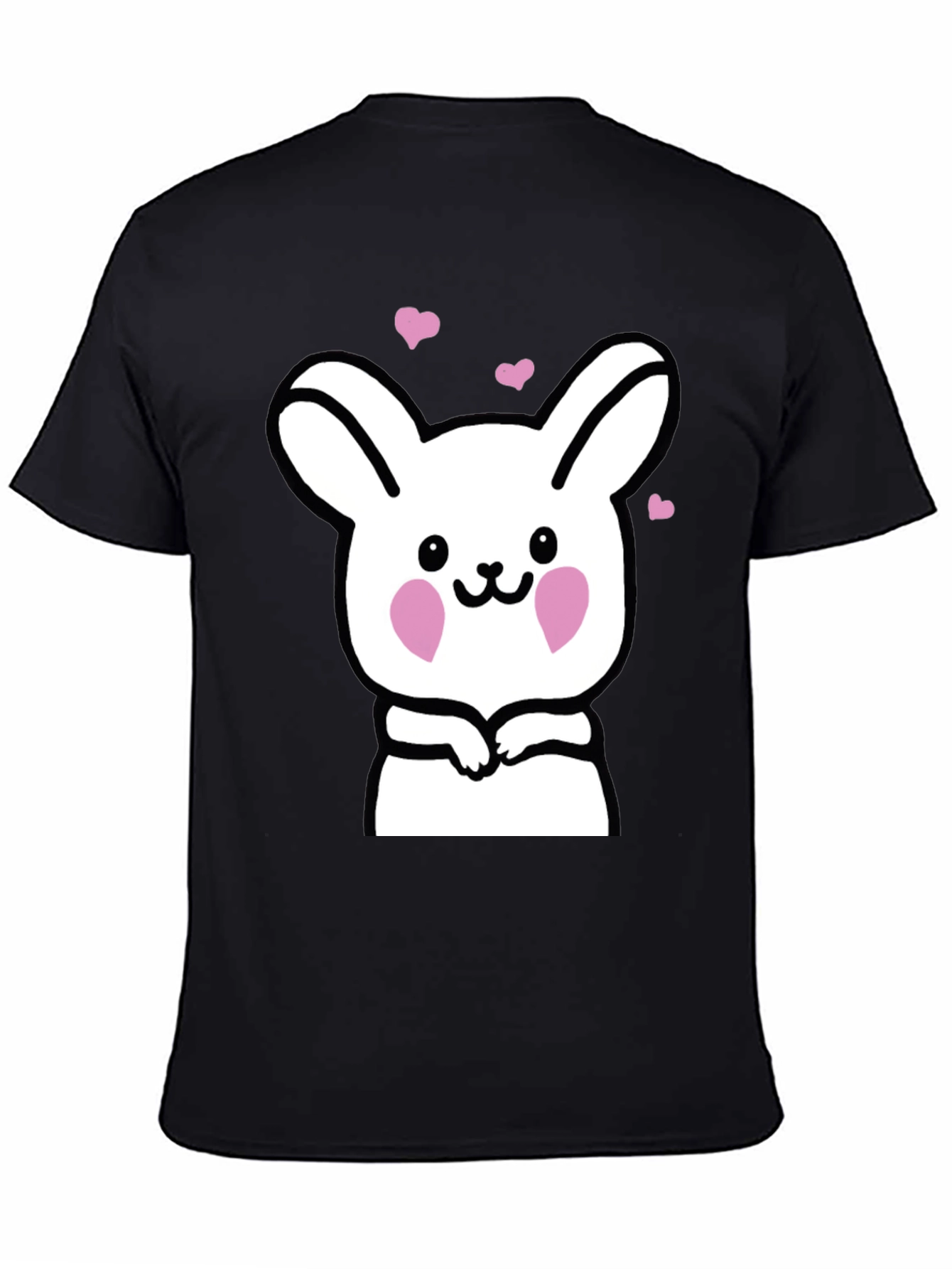 Cute Bunny Graphic Black T-Shirt