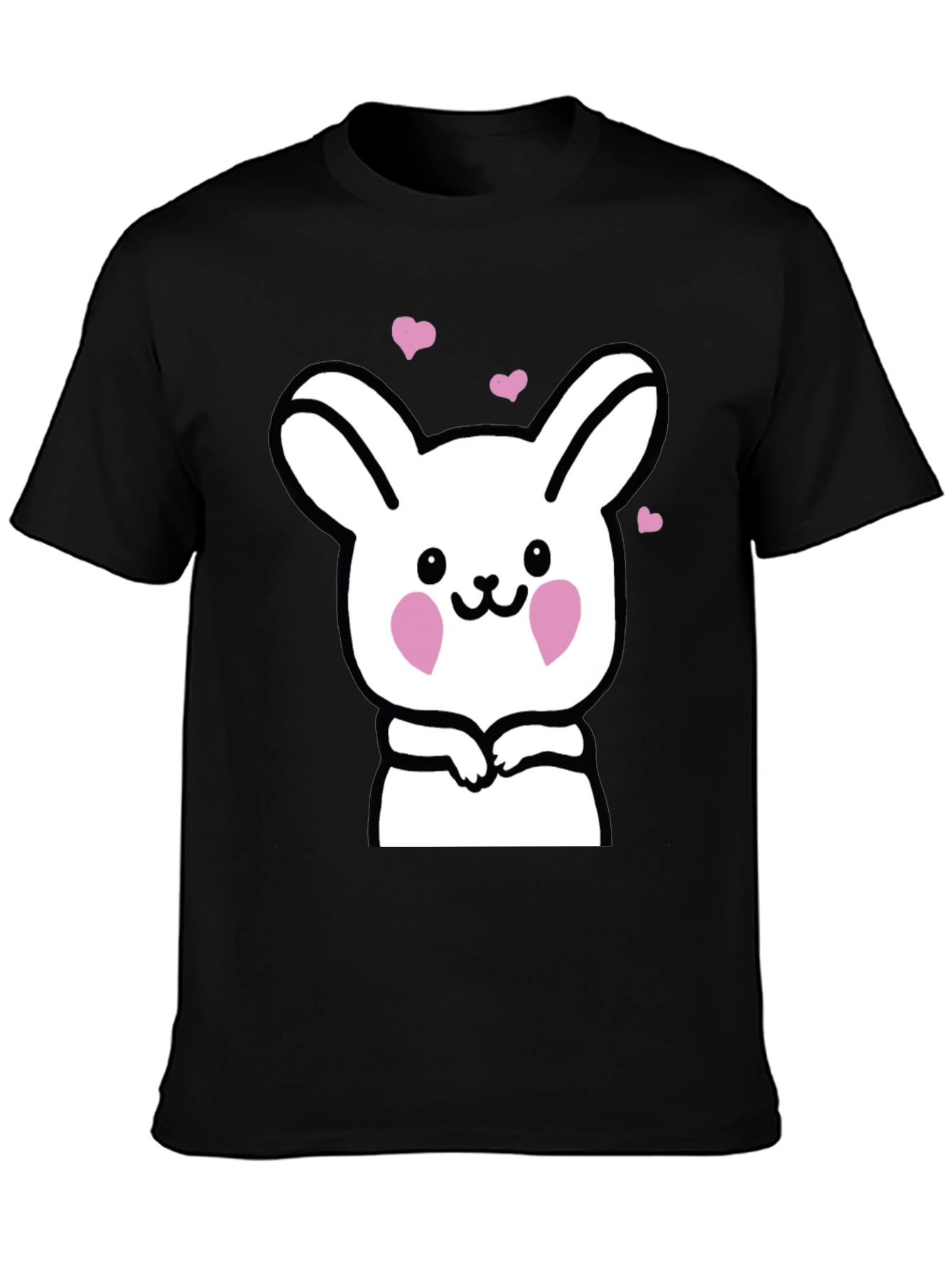 Cute Bunny Graphic Black T-Shirt