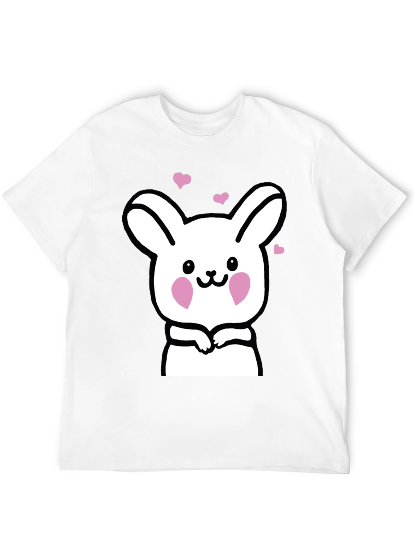 Cute Bunny Graphic Black T-Shirt