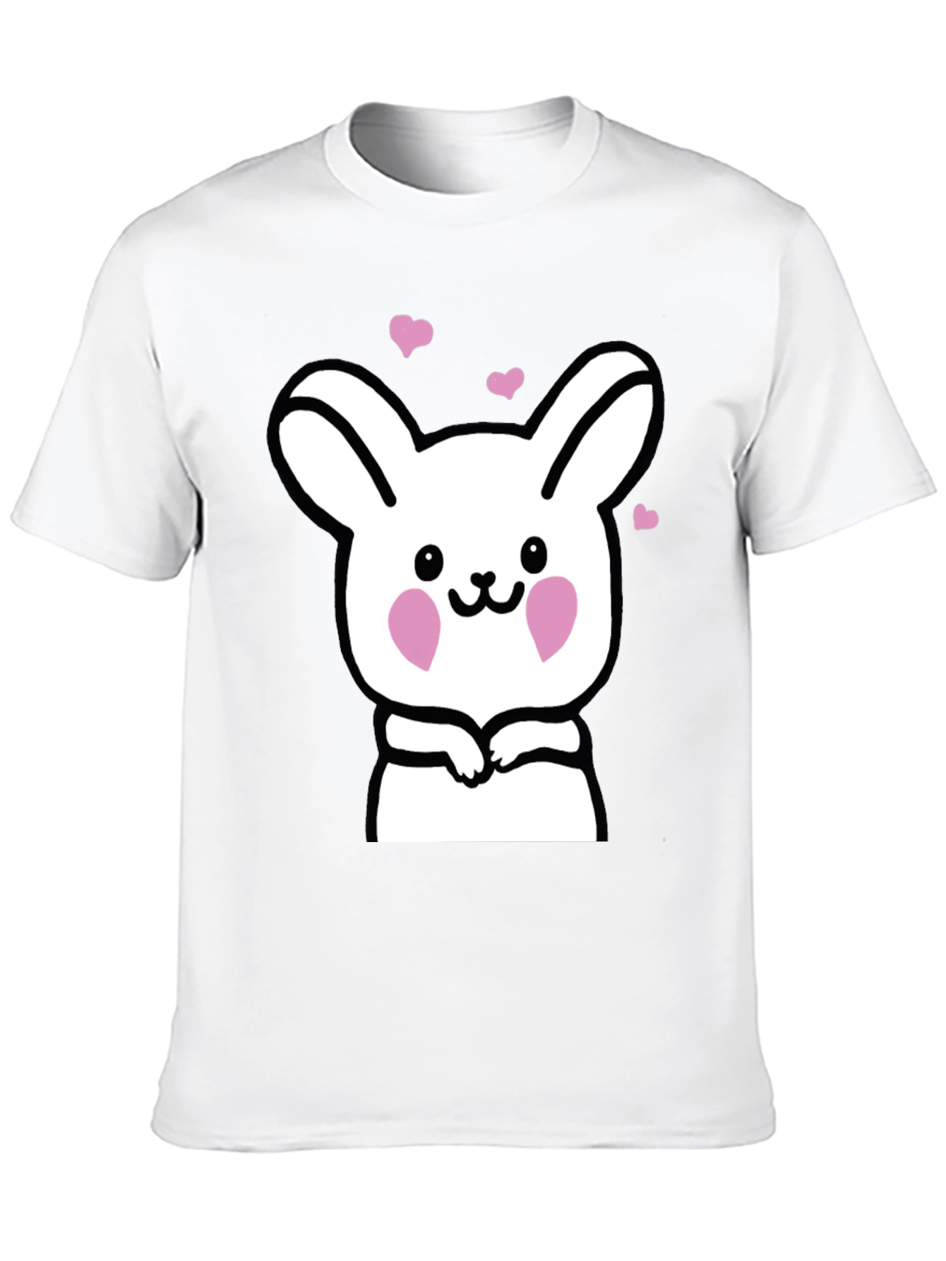 Cute Bunny Graphic Black T-Shirt
