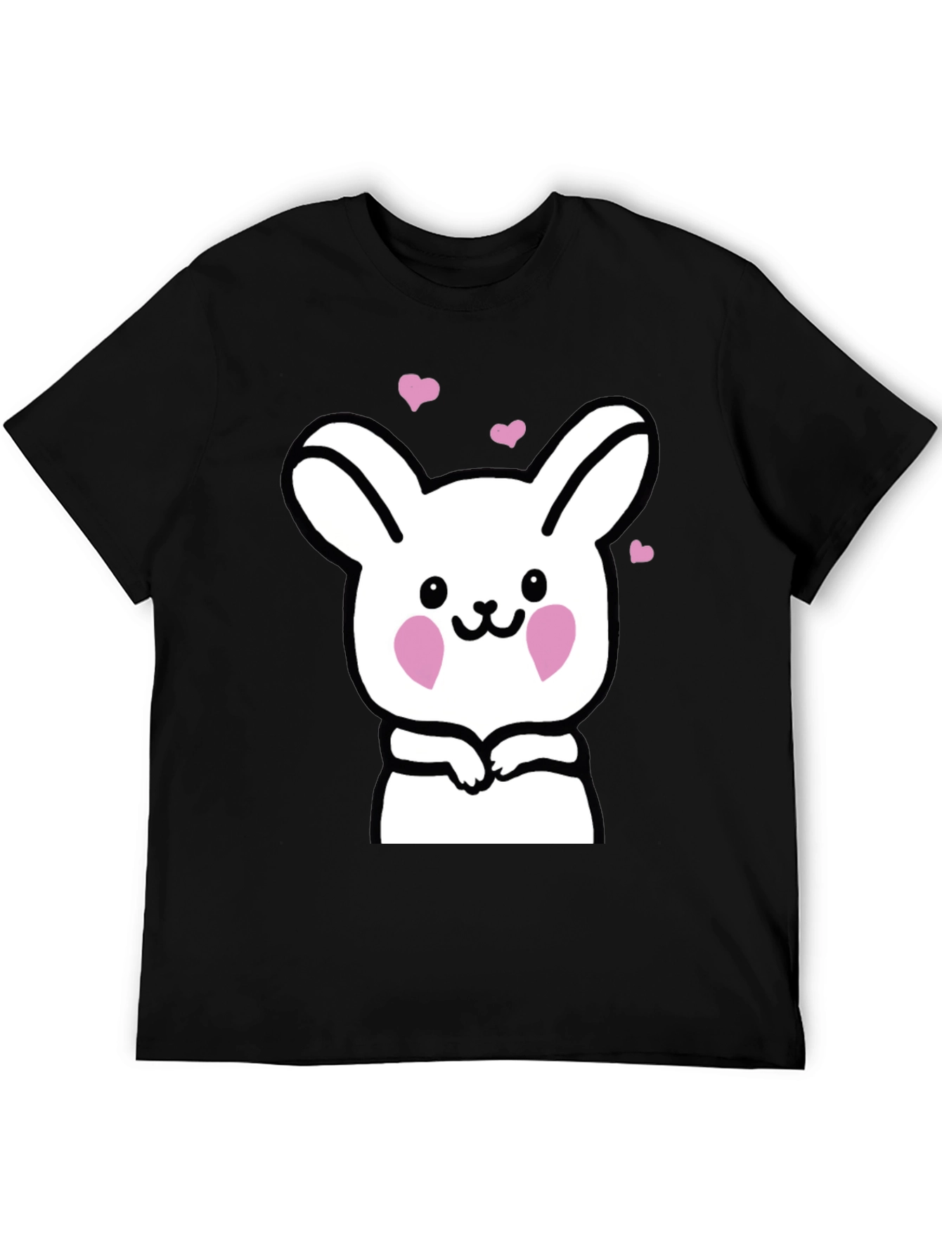 Cute Bunny Graphic Black T-Shirt