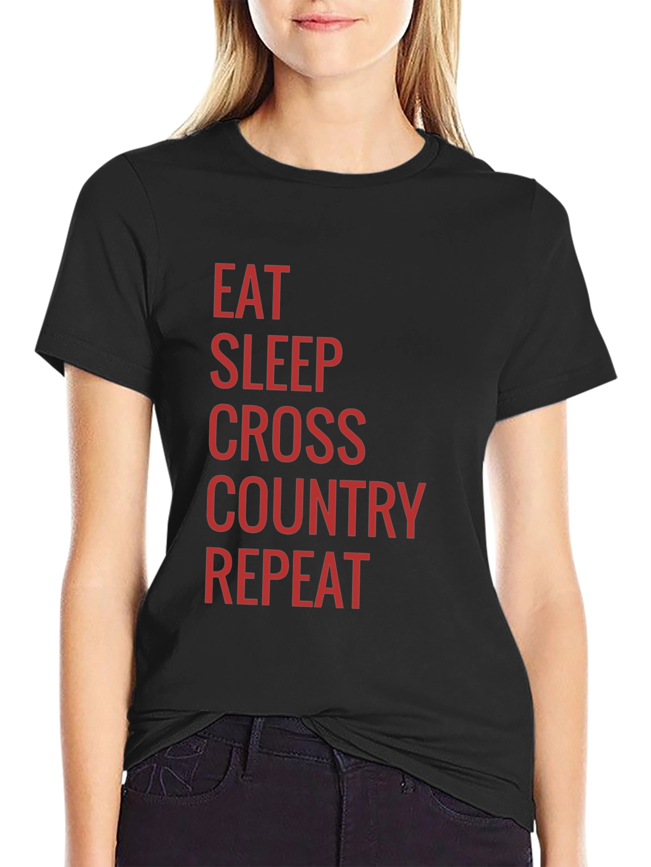 Eat Sleep Cross Country Repeat Black T-Shirt