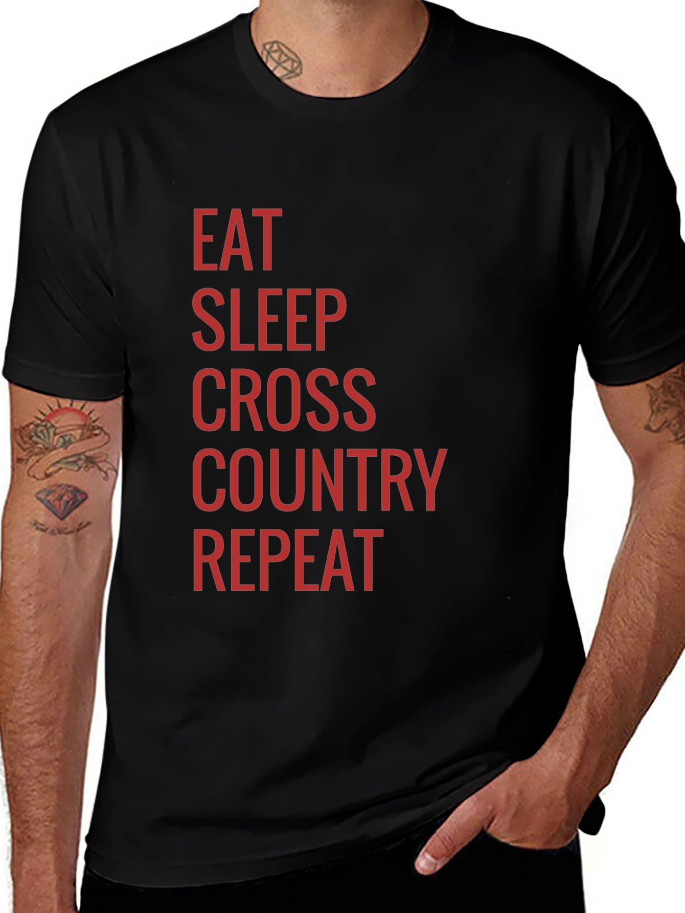 Eat Sleep Cross Country Repeat Black T-Shirt