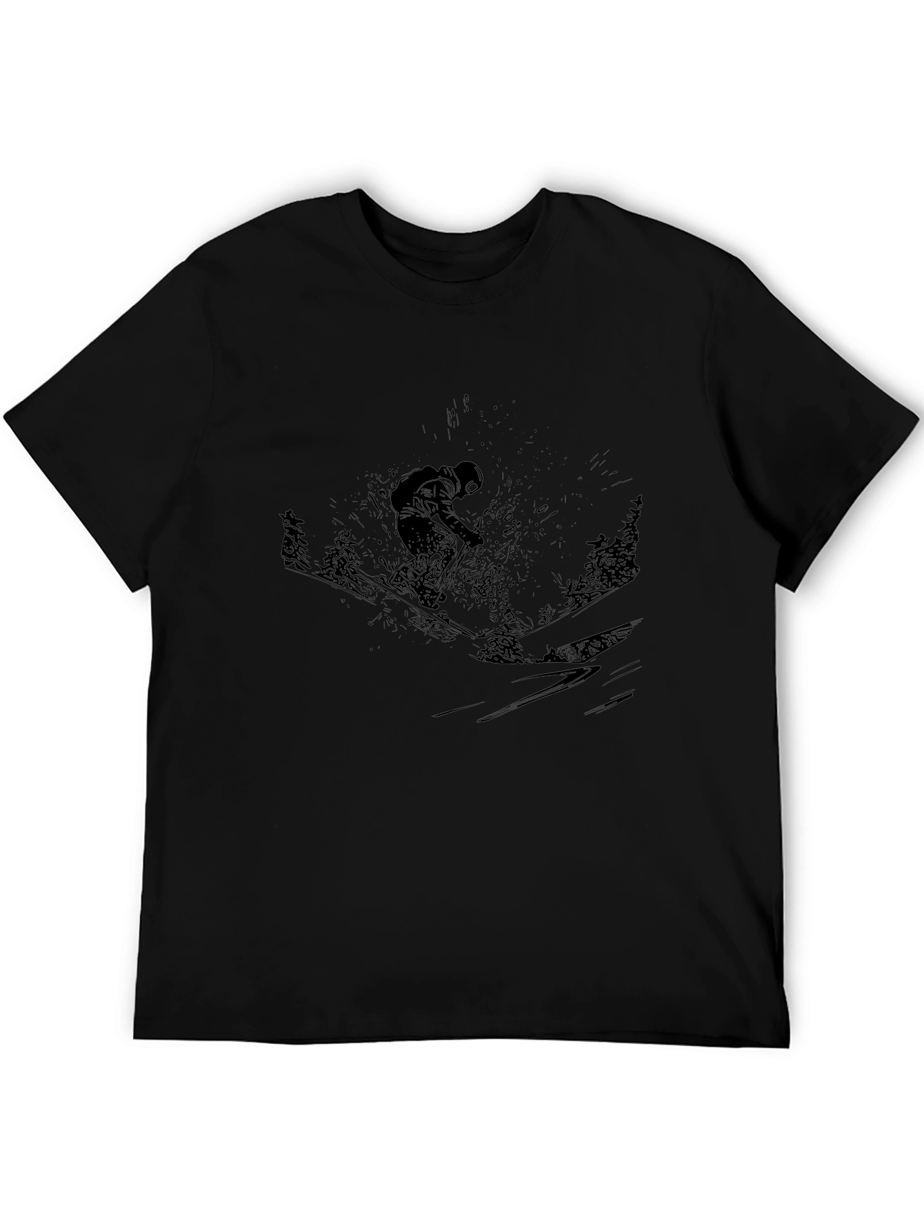 Black Skiing Graphic T-Shirt