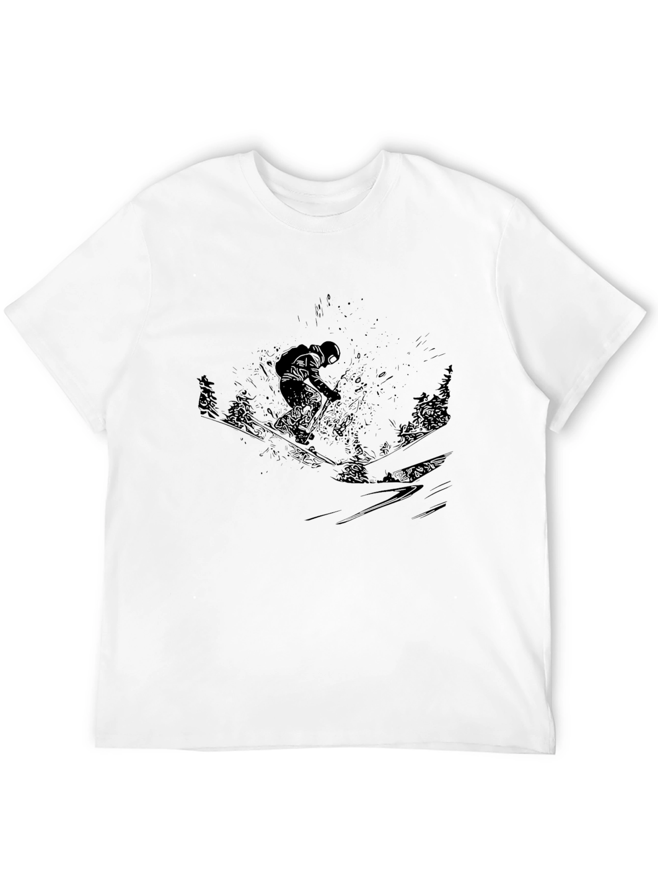 Black Skiing Graphic T-Shirt