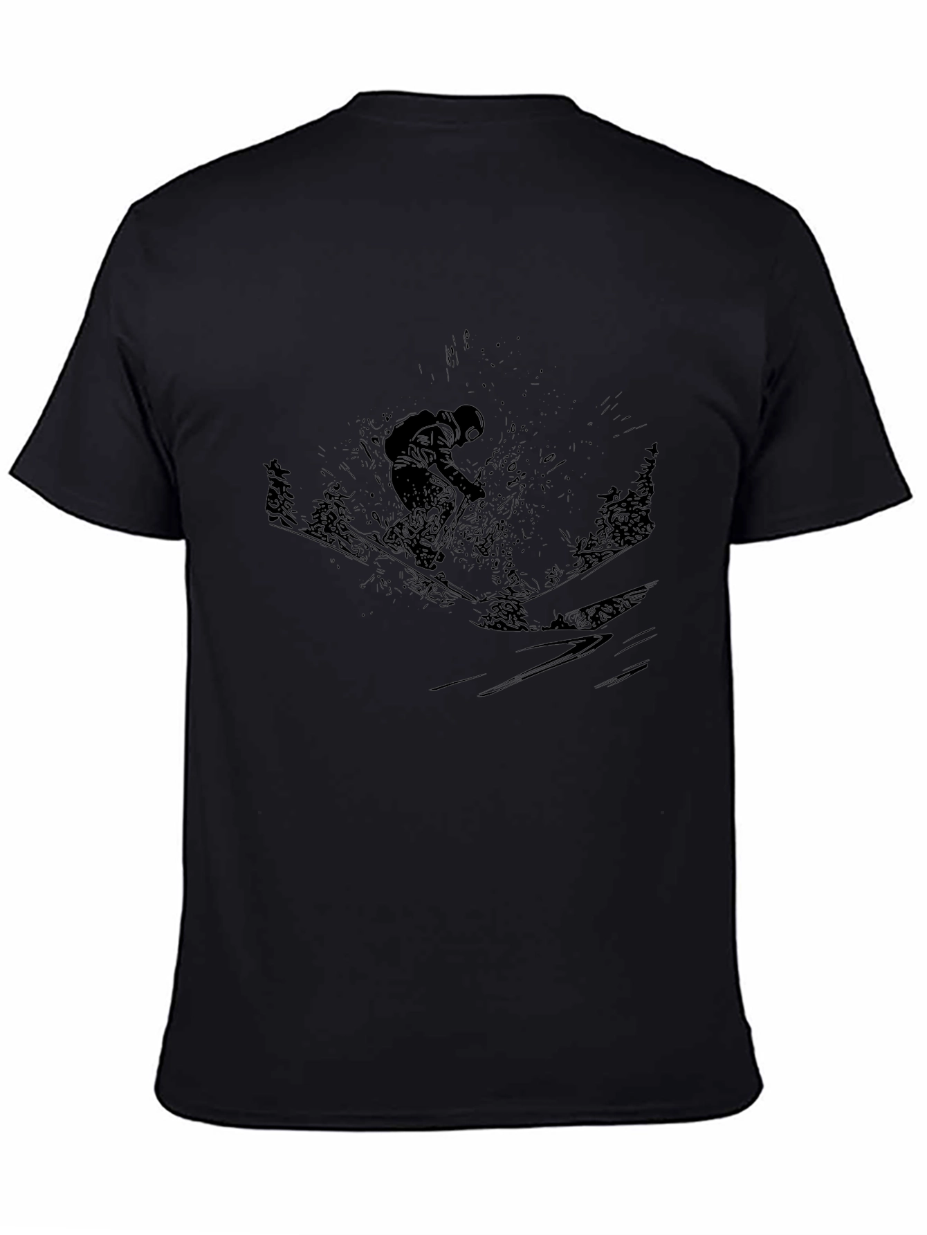 Black Skiing Graphic T-Shirt